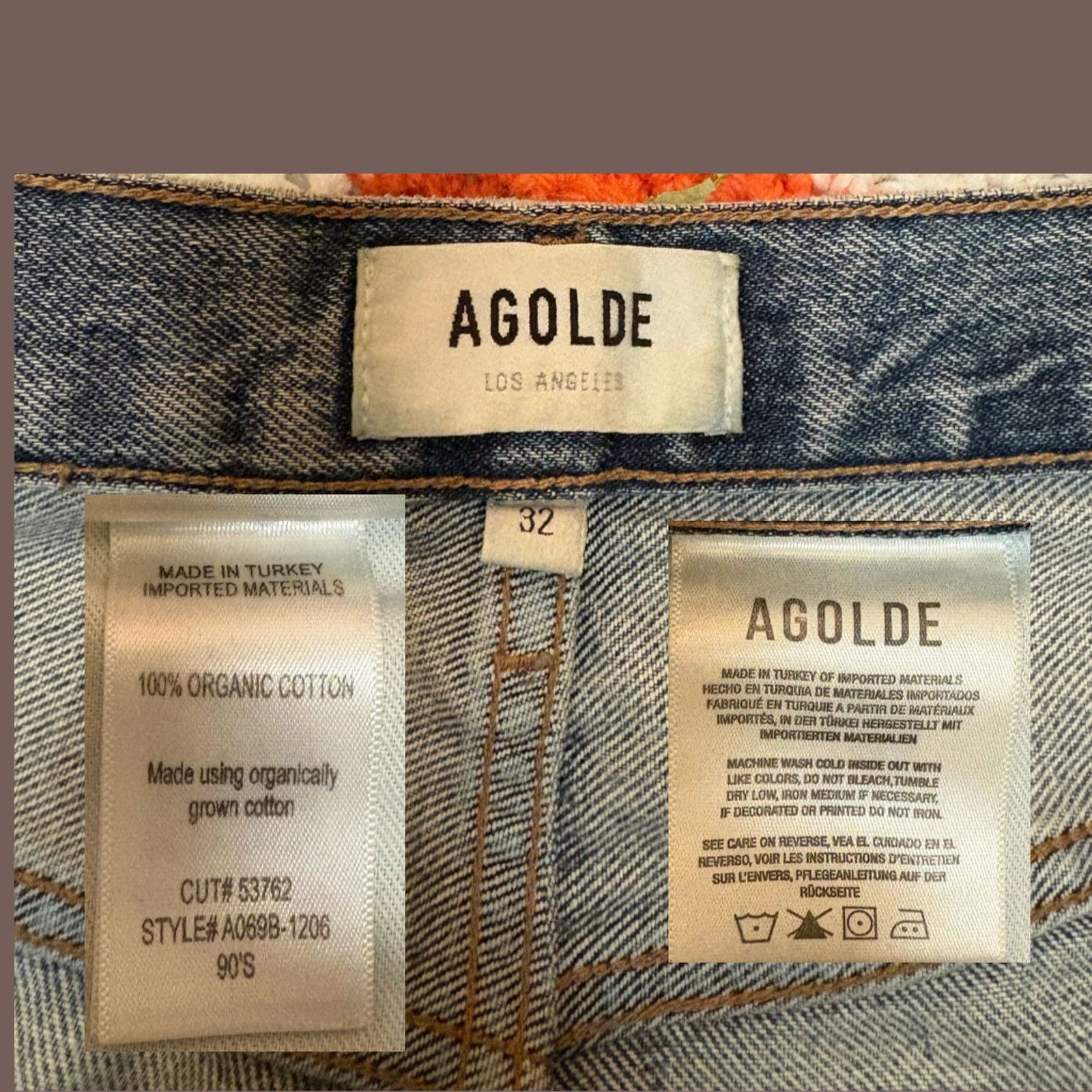 Agolde 90s Jeans | Agolde Distressed Blue | Cotton Straight Fit Size US 32 / EU 48 - 2 Thumbnail