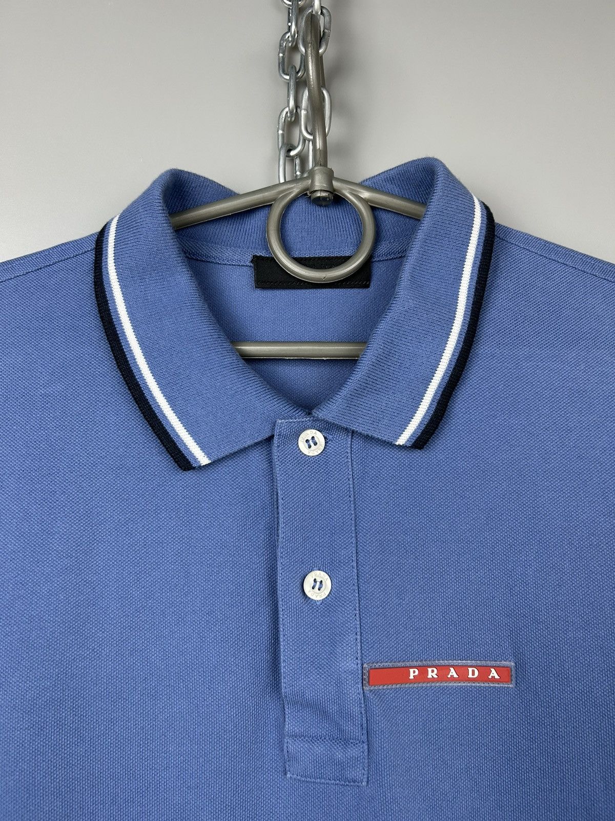 Prada × Vintage Prada Red Tab Logo Polo Shirt Size US L / EU 52-54 / 3 - 3 Thumbnail