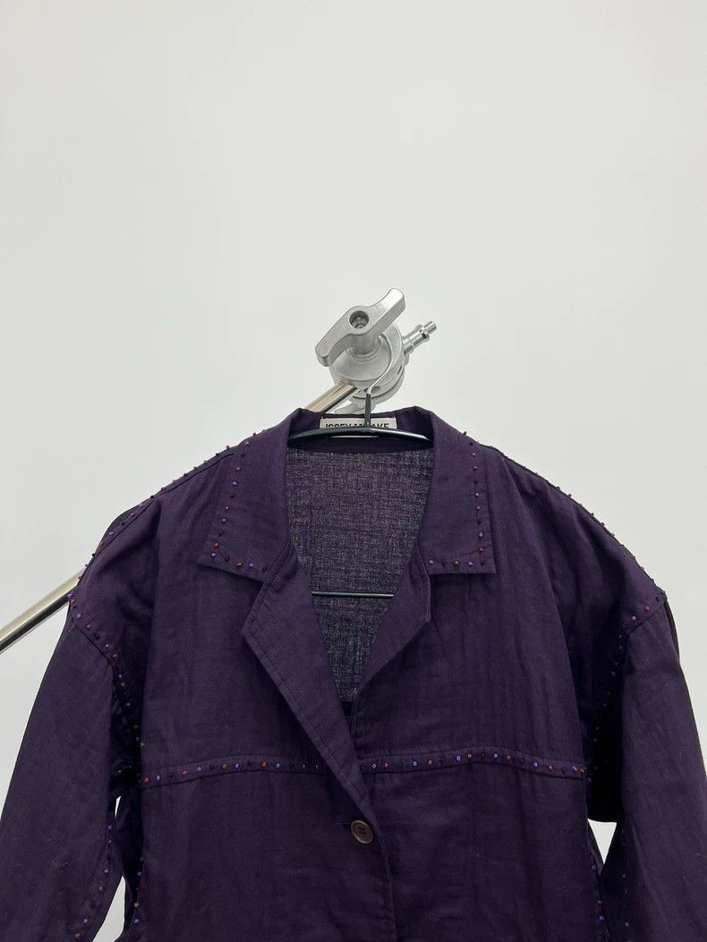 Issey Miyake issey miyake Fringed embroidered dark purple sweater 2503-N Size US M / EU 48-50 / 2 - 3 Thumbnail
