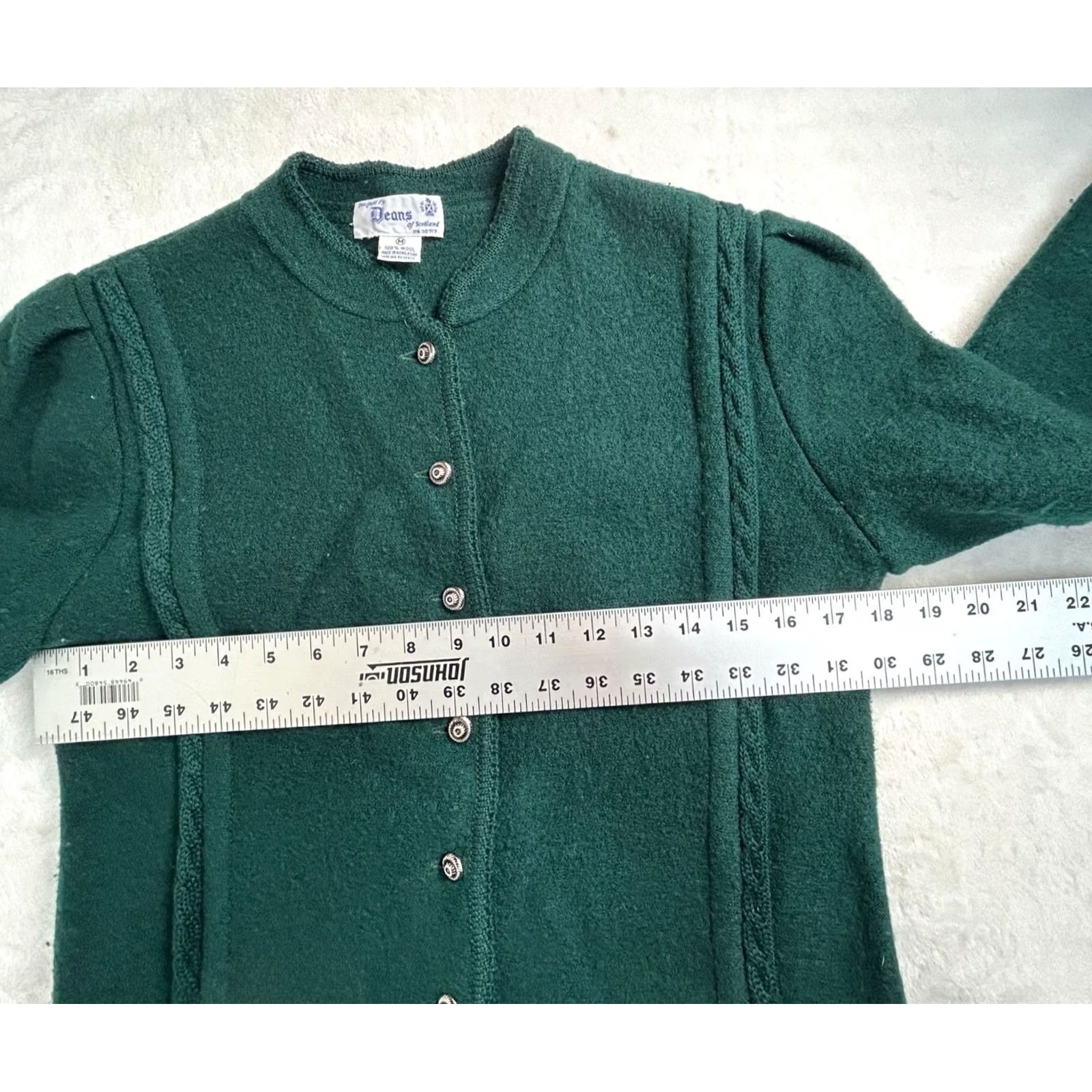 Vintage VINTAGE Deans Of Scotland Womens Green Wool Button-Up Cardigan Sweater Medium Size M / US 6-8 / IT 42-44 - 6 Thumbnail