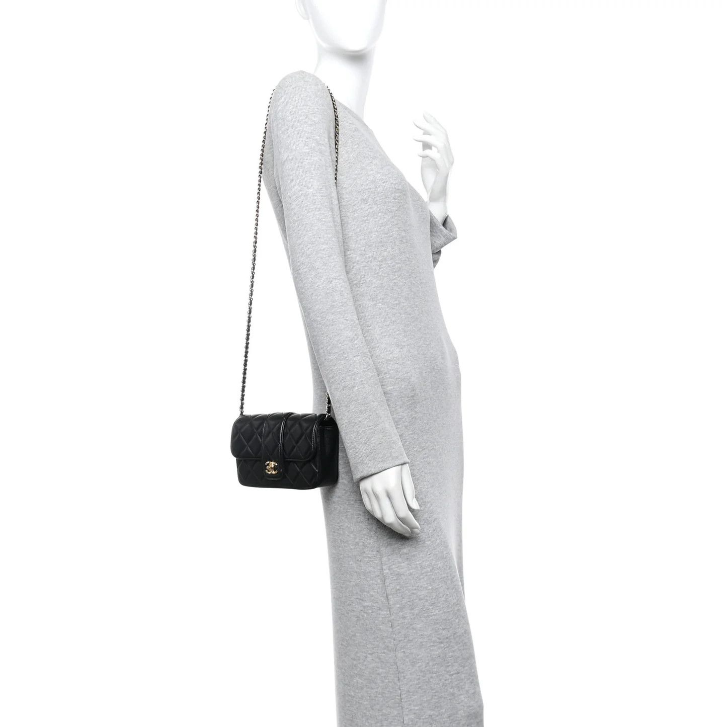 Chanel os11x0126 Size: OS / Lambskin Quilted Tab Mini Flap Black Size ONE SIZE - 2 Thumbnail