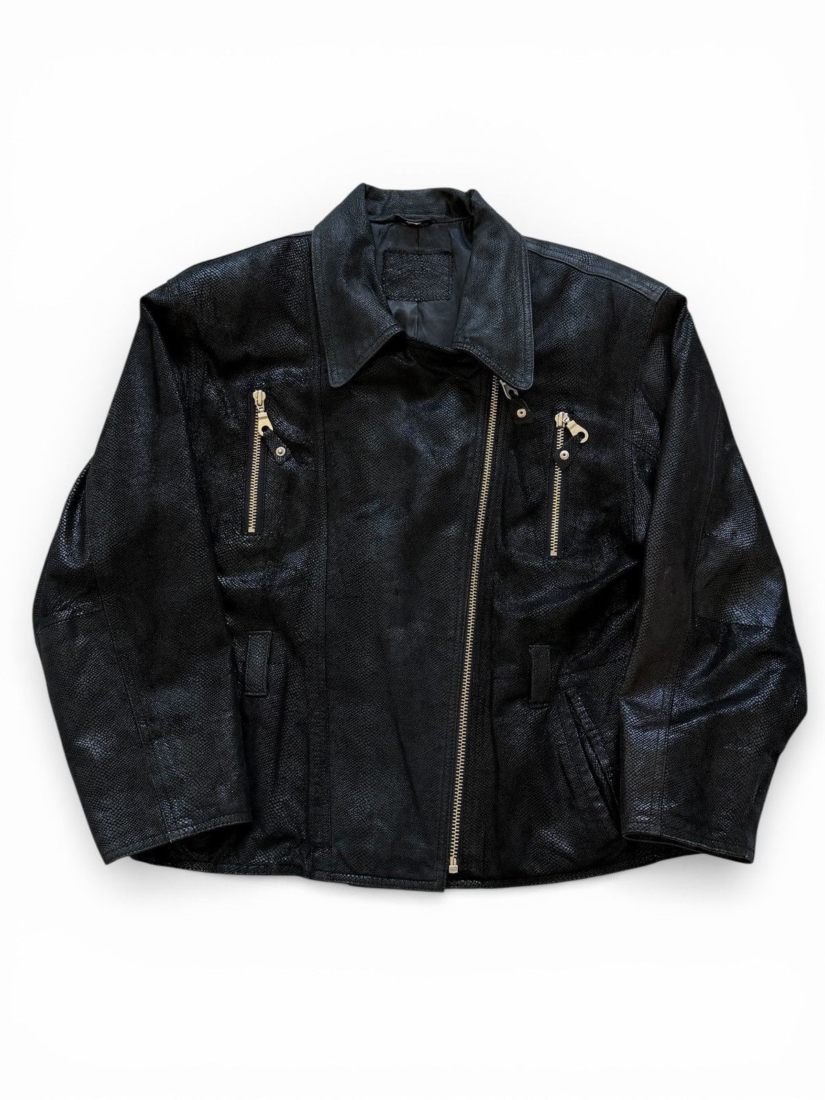 Vintage Vintage Avant Garde Texture Leather Biker Moto Jacket Size US M / EU 48-50 / 2 - 4 Thumbnail