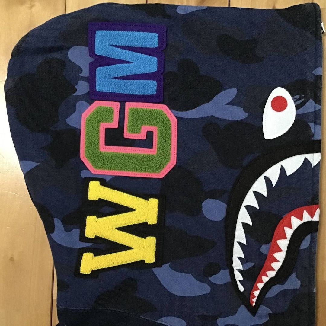 Bape × Nigo 2007 BAPE Blue camo x Navy shark full zip hoodie APE NIGO Size US L / EU 52-54 / 3 - 4 Thumbnail