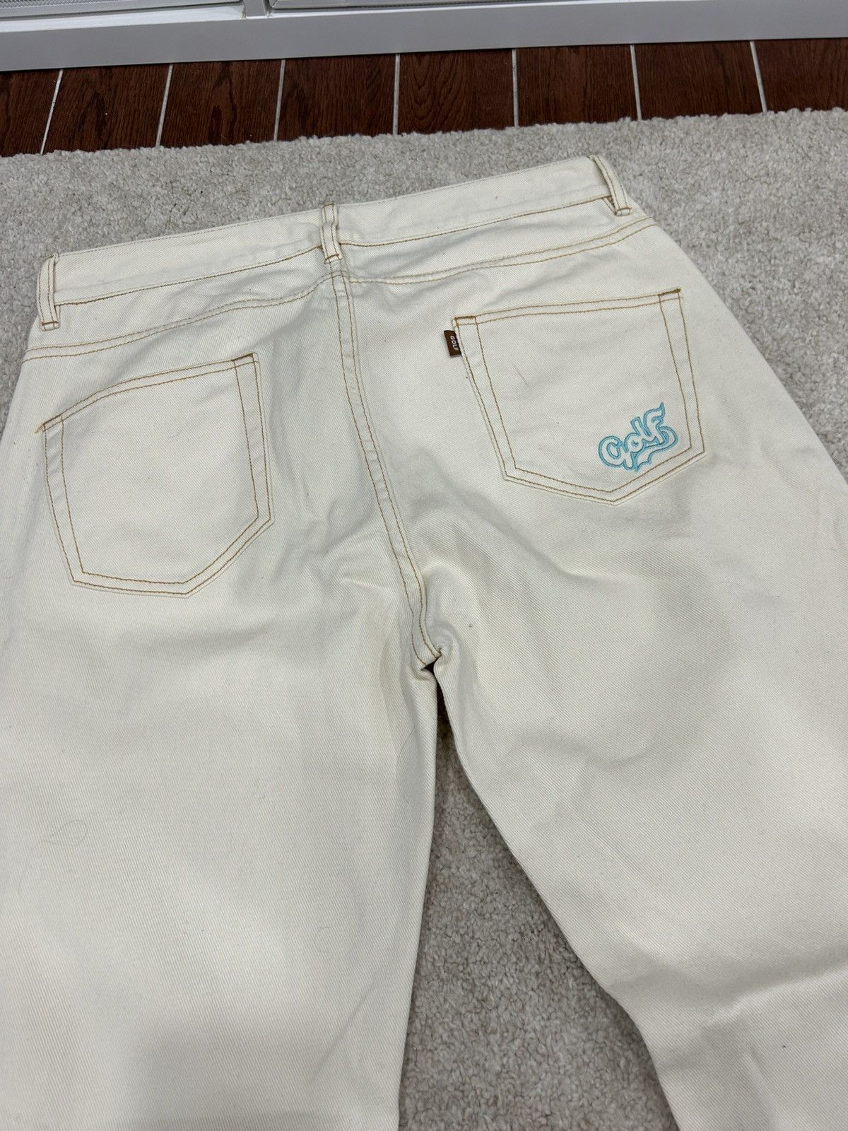 Golf Wang Golf Wang cream script denim jeans tyler the creator Size US 32 / EU 48 - 1 Thumbnail