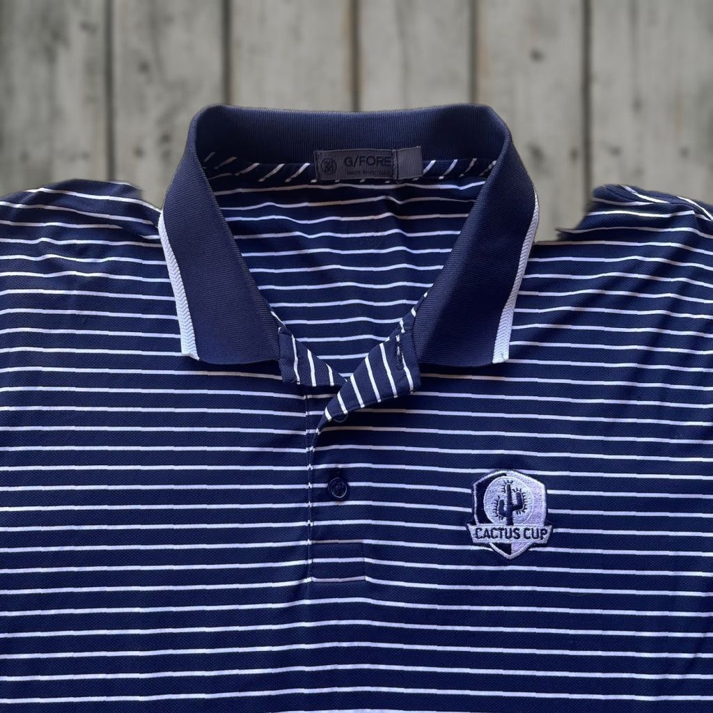 G/FORE G/Fore Polo Shirt Mens Large Blue White Performance Stretch Striped Golf Basic Size US L / EU 52-54 / 3 - 1 Thumbnail