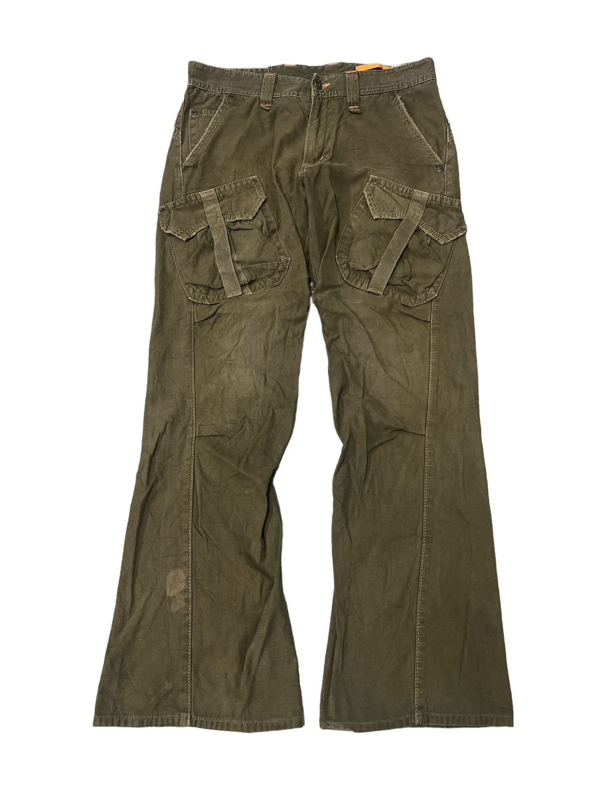 image of Avant Garde x Vintage Flared Thrashed Edwin Xv Twist Cargo Bushpant in Green, Men's (Size 30)