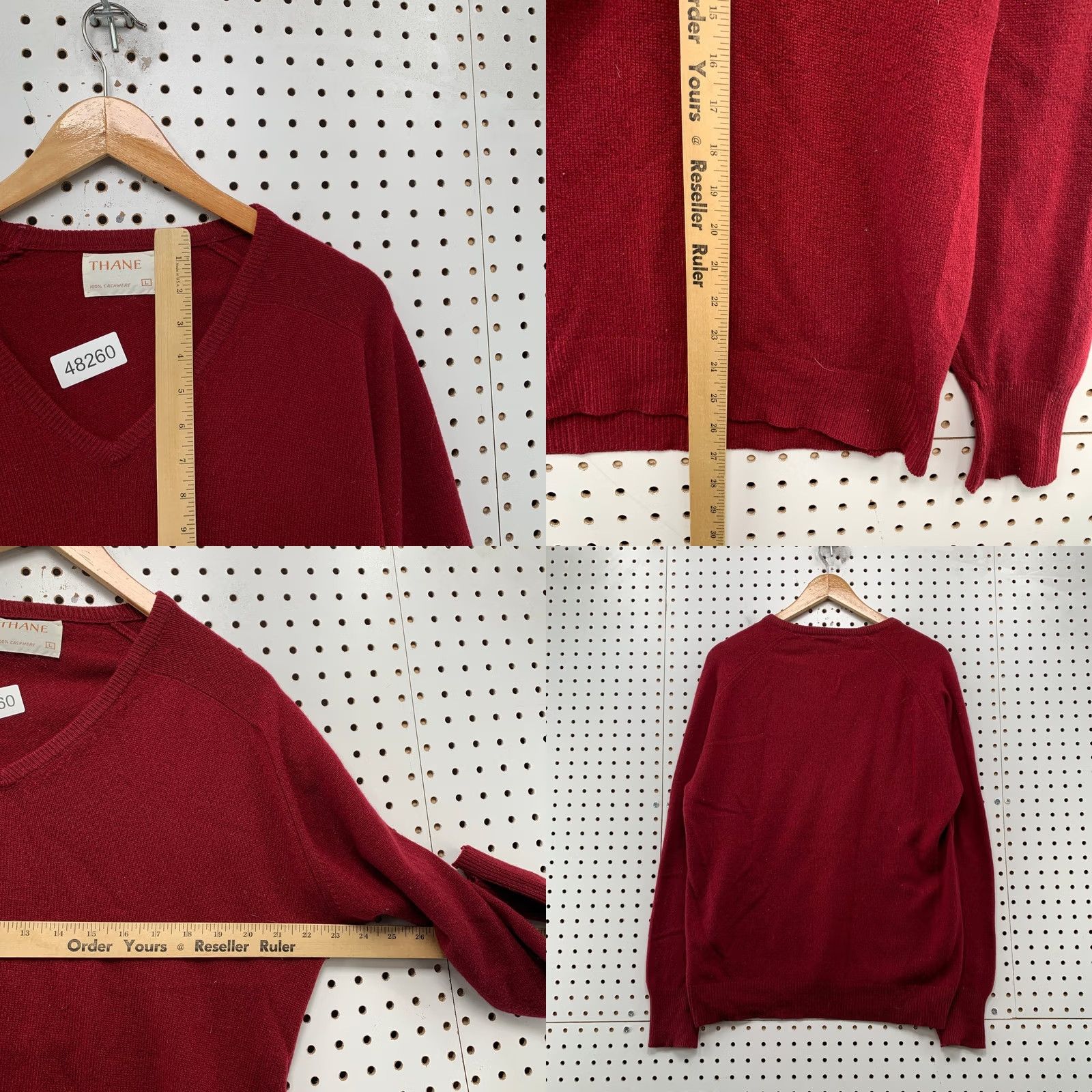 Vintage Thane Sweater Mens Large Red V-Neck 100% Cashmere Vintage Pullover Winter Long Sleeve Shirt Size US L / EU 52-54 / 3 - 8 Thumbnail