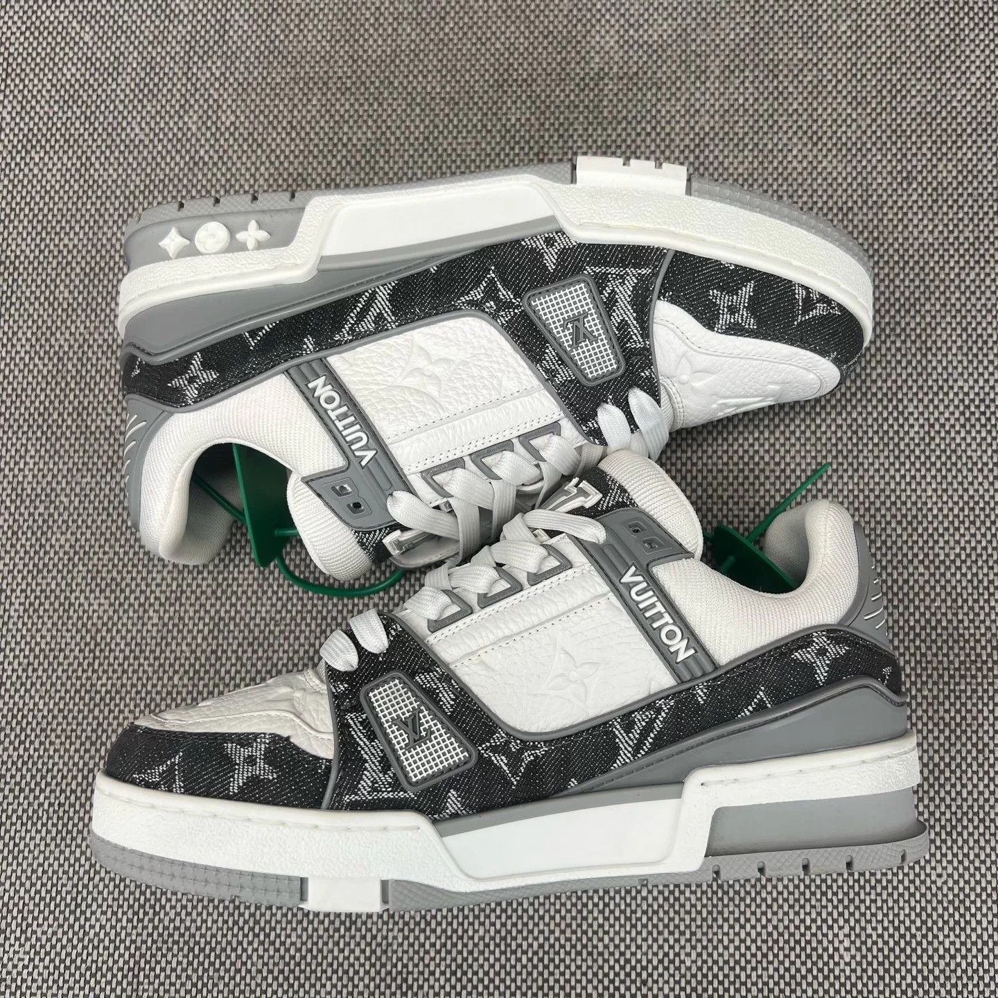 Louis Vuitton LV Trainer White Gray Denim 36.5 2x Worn Size US 5.5 / IT 35.5 - 4 Thumbnail