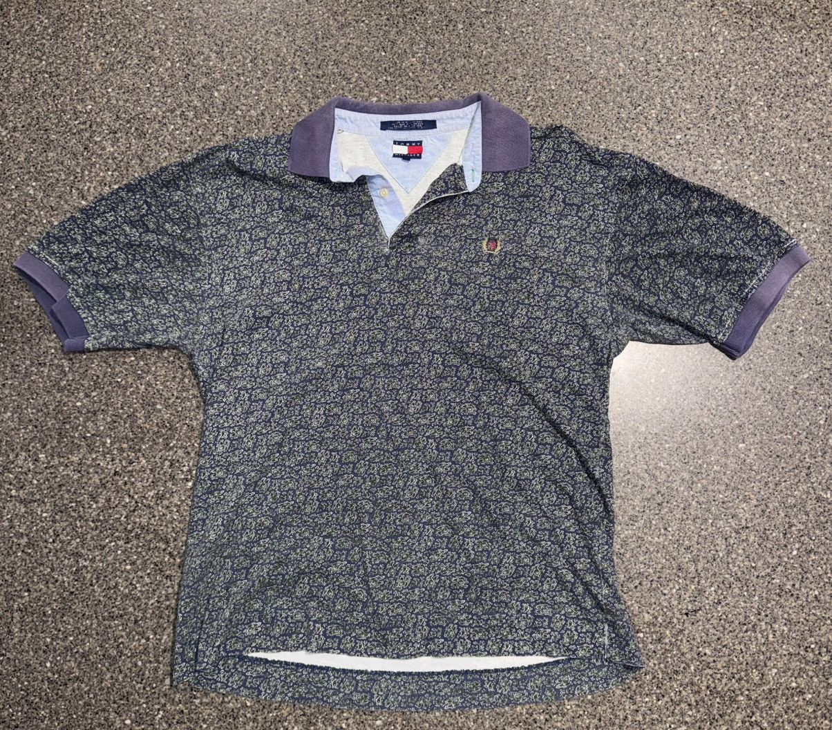 Tommy Hilfiger VTG Tommy Hilfiger Paisley Crest Polo Shirt L 90s Blue Size US L / EU 52-54 / 3 - 1 Thumbnail