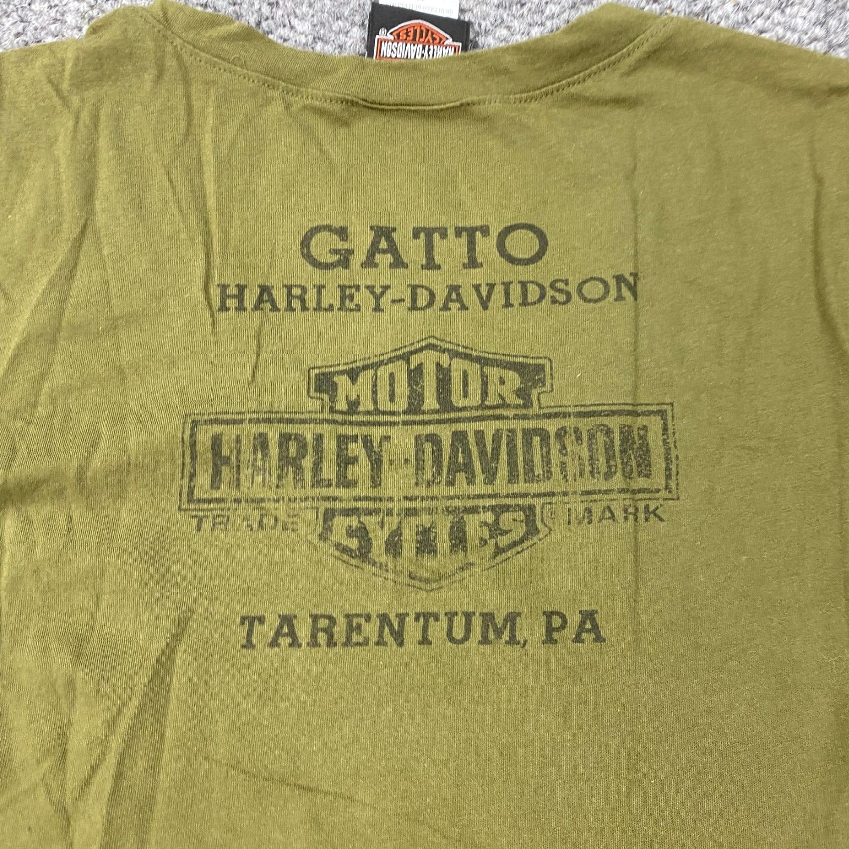 Harley Davidson Harley-Davidson Shirt Womens Medium Green Long Sleeve V-Neck USA Made PA Gatto Size M / US 6-8 / IT 42-44 - 6 Thumbnail