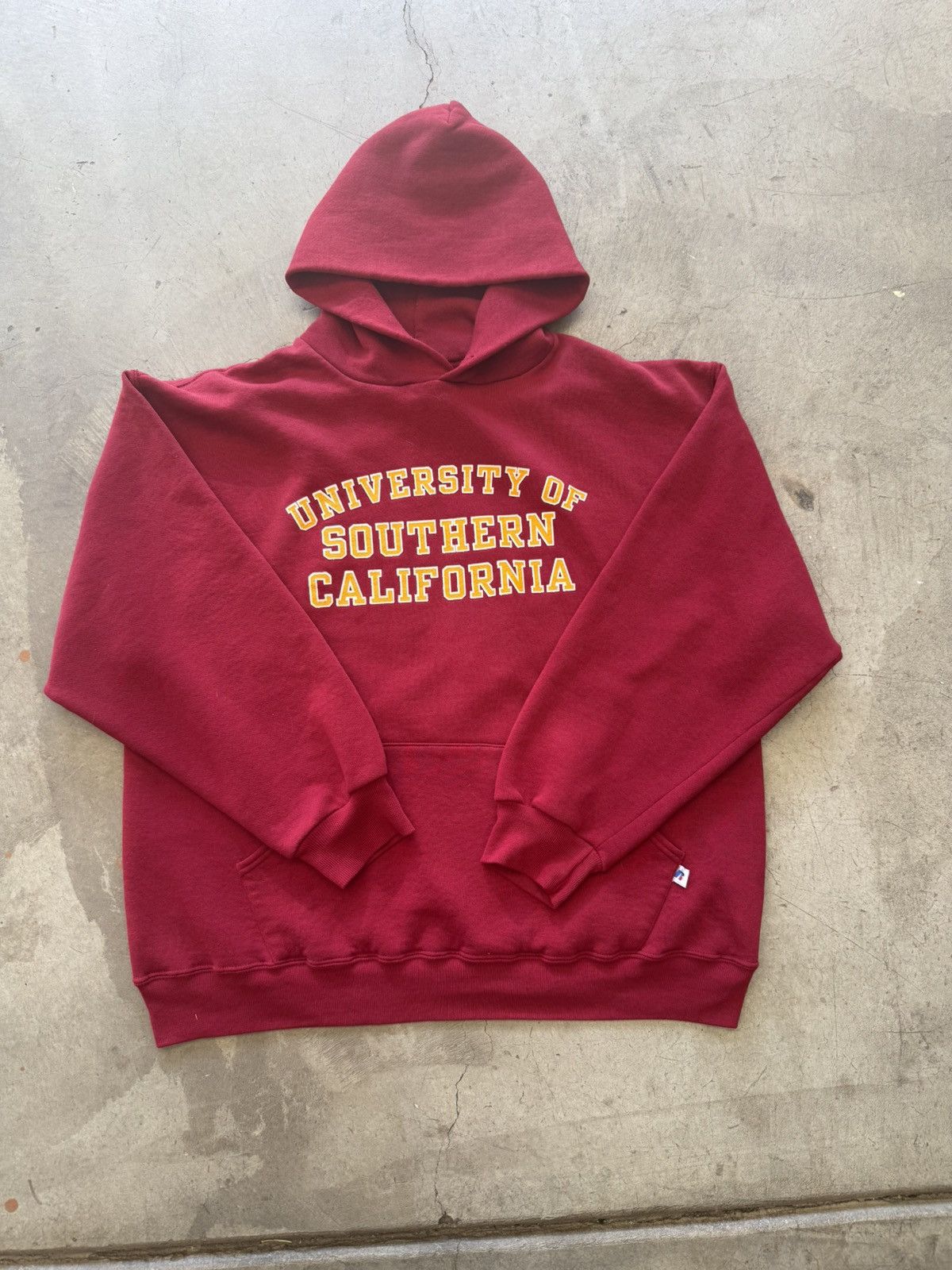 Vintage 90s Russell USC college hoodie spellout men's L