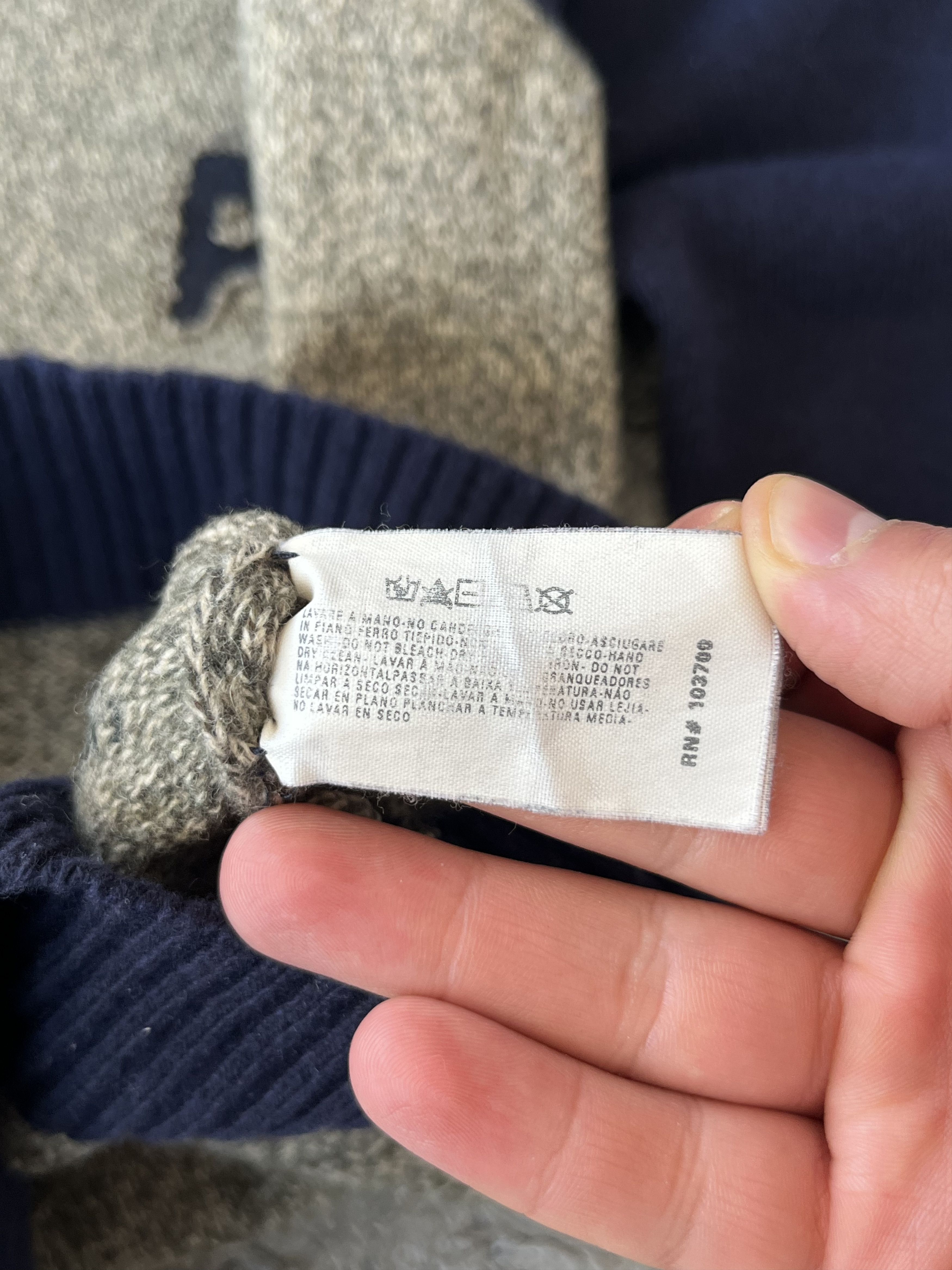 Giorgio Armani Vintage Armani Jeans Beige & Navy 00S Wool Knit Jumper Size US XL / EU 56 / 4 - 10 Thumbnail
