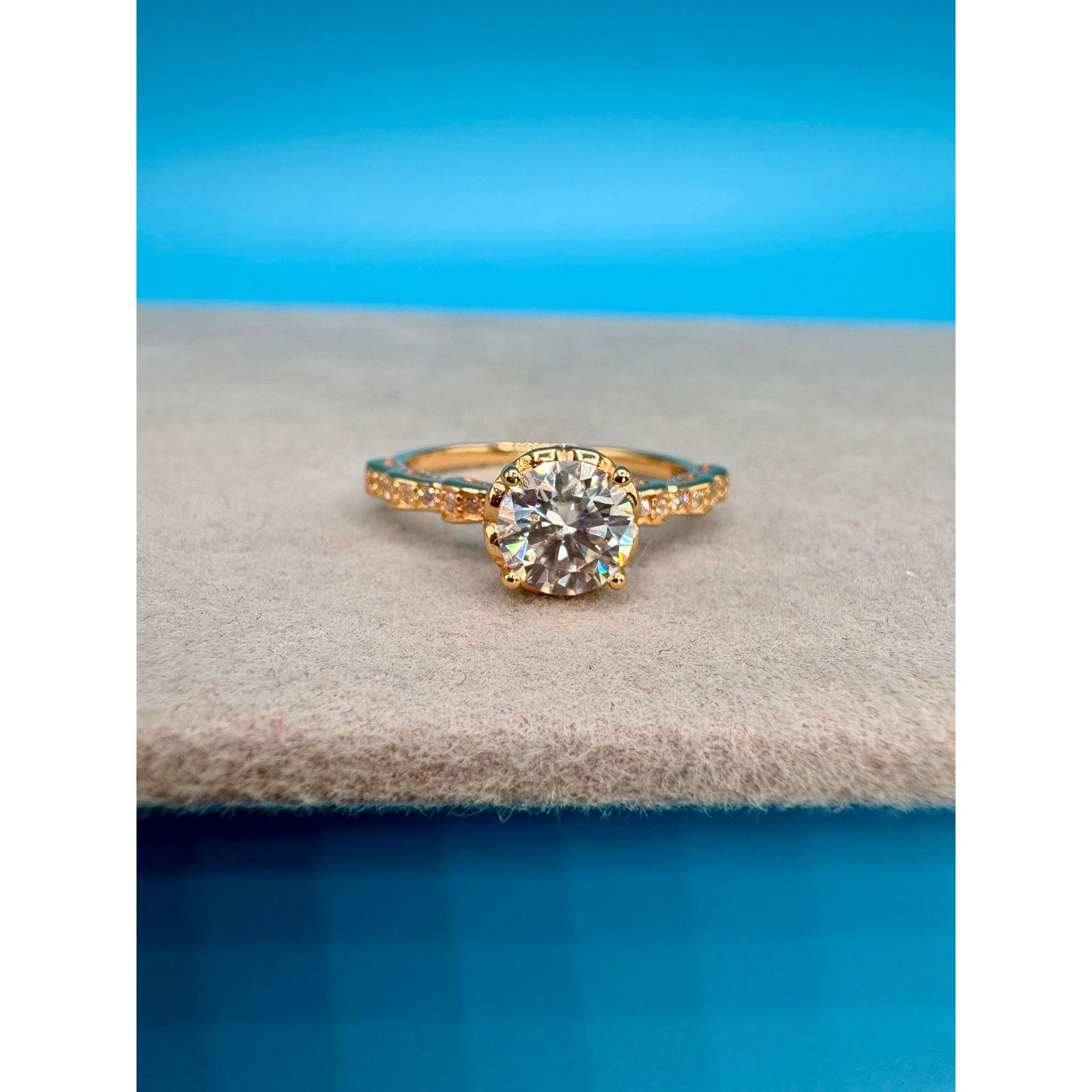 Jewelry 1CTW Moissanite Ring 14k Vermeil 925 Sterling Silver Sz 7 Size ONE SIZE - 4 Thumbnail