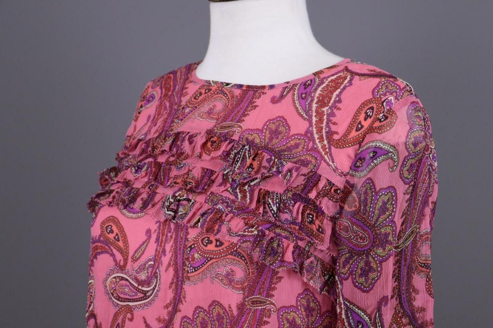 J.Crew J.Crew Pink Silk Paisley Drawstring Blouse Shirt Size 6 / S Size S / US 4 / IT 40 - 7 Thumbnail