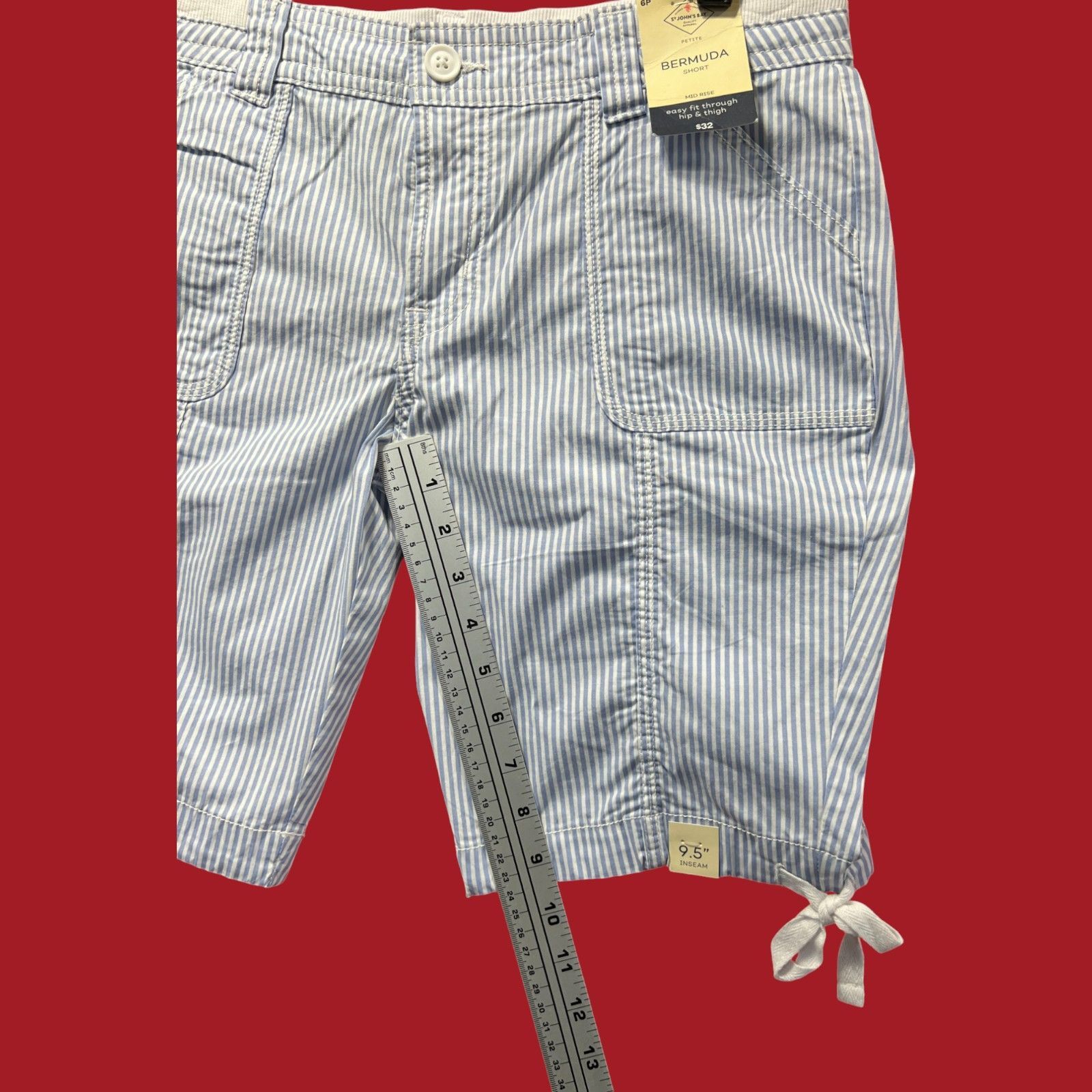 Other St John's Bay - Women's Mid-Rise Striped Cargo Bermuda Short Size 26" / US 2 / IT 38 - 8 Thumbnail