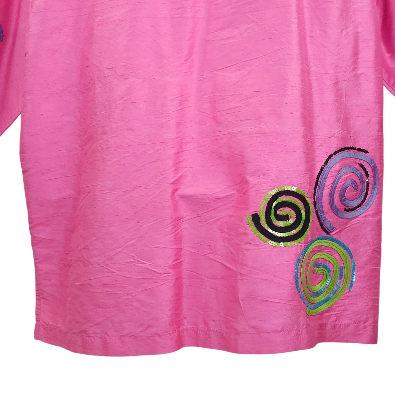Other Bleu Bayou Silk Shacket L Pink Sequin Swirl Maximalist 90s Size L / US 10 / IT 46 - 14 Thumbnail