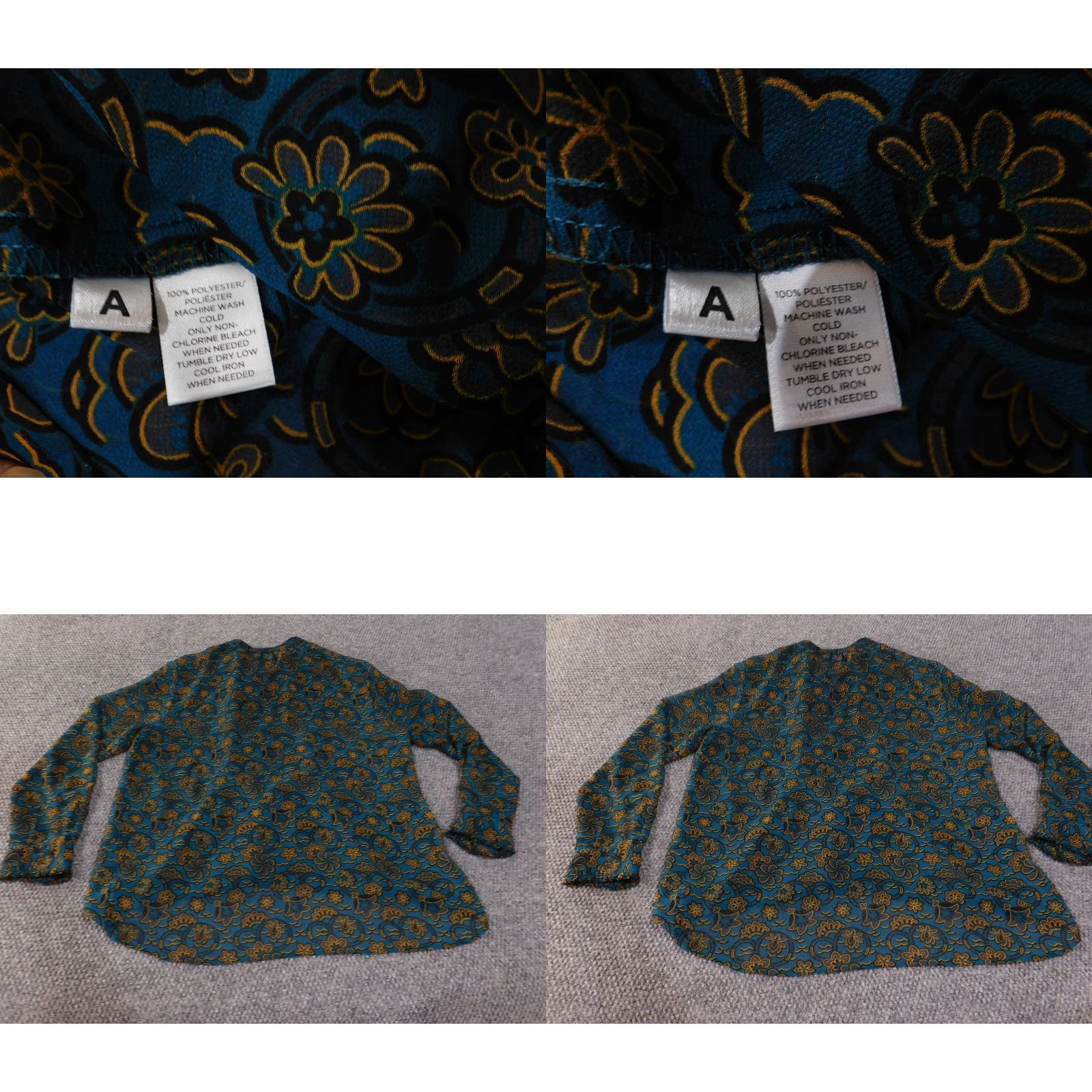 Loft VINTAGE LOFT Blouse Womens Large Blue Floral Long Sleeve Button Front sheer Top Size L / US 10 / IT 46 - 8 Thumbnail