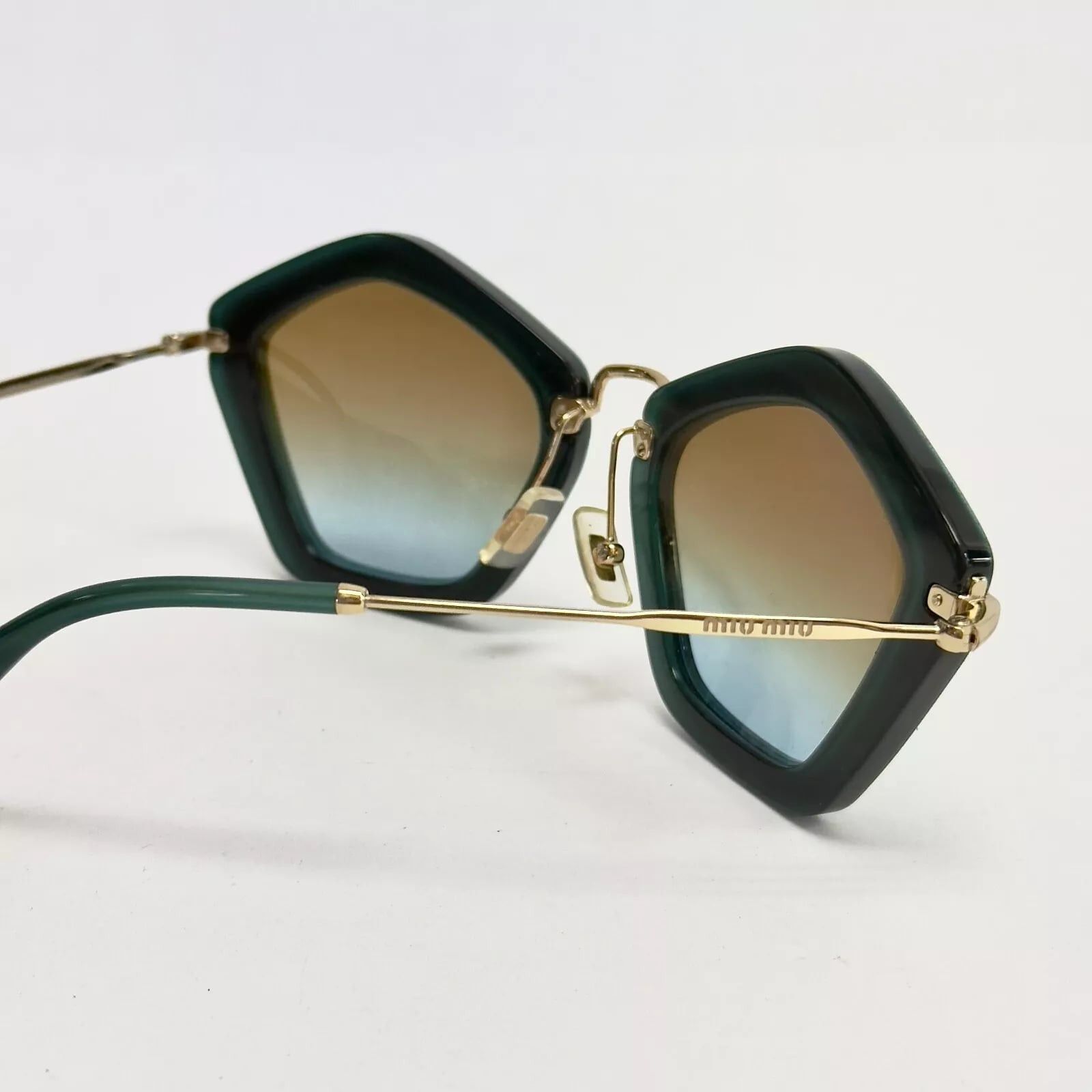 Miu Miu MIU MIU CULTE 06O Turquoise Green Suede Sunglasses MU06OS Size ONE SIZE - 3 Thumbnail