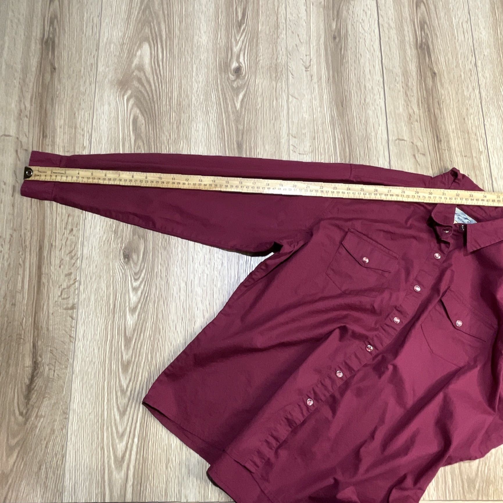 Wrangler VINTAGE Wrangler Pearl Snap Button-Up Shirt Women XL Burgundy Solid Long Sleeve Cowboy Western Mens Size XL / US 12-14 / IT 48-50 - 7 Thumbnail