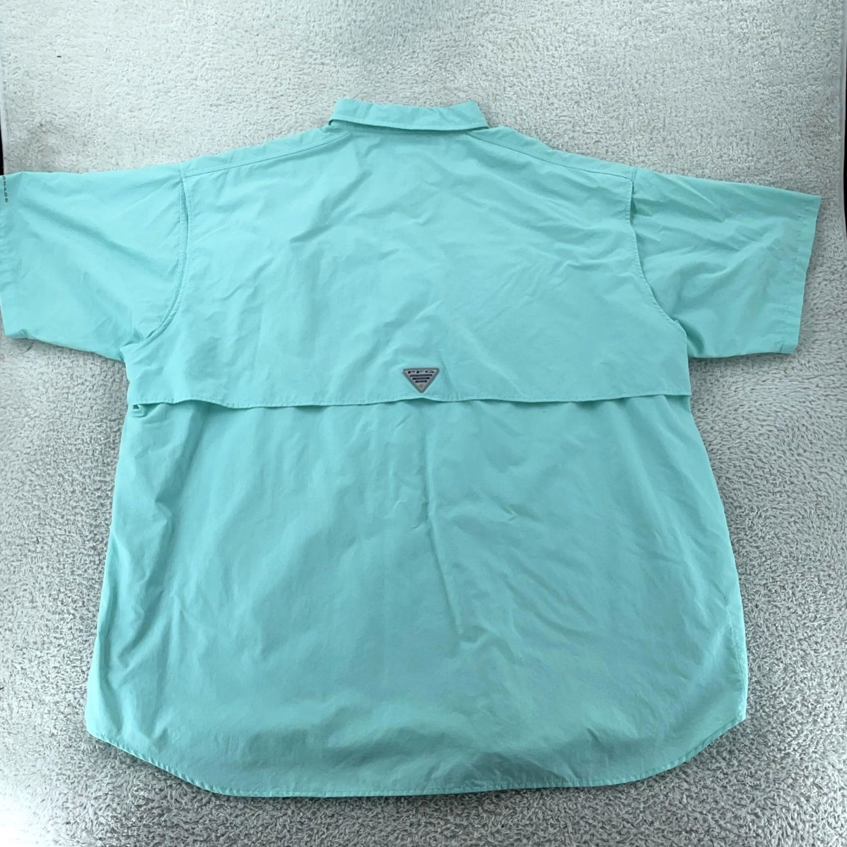 AQUA Columbia PFG Bahama Shirt Men 4XT Aqua Short Sleeve Fishing Vented Back Collared Size US XXL / EU 58 / 5 - 3 Thumbnail