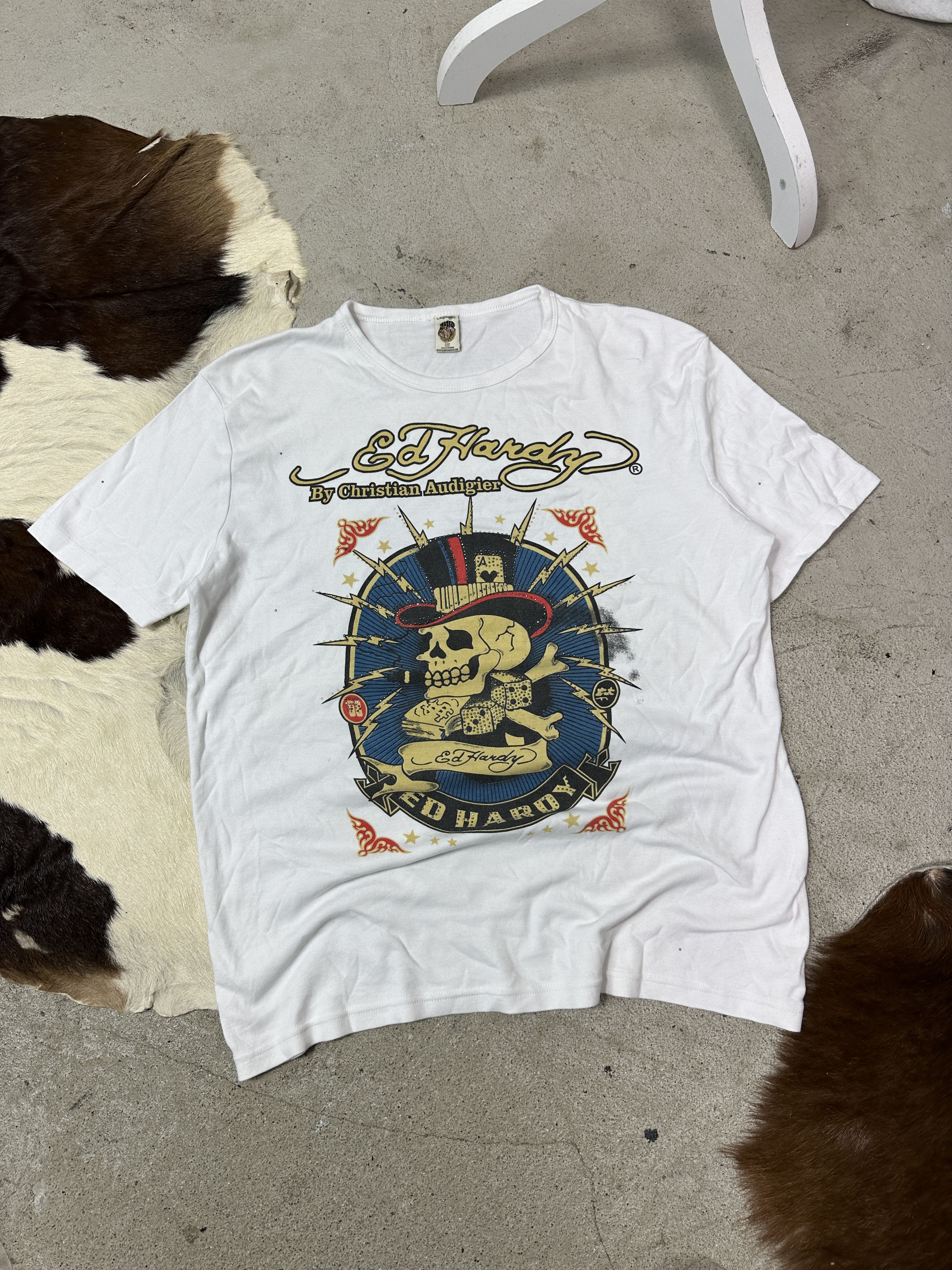Ed Hardy Vintage Avant Garde Grunge Skull Print Ed Hardy T-shirt Y2K Size US XXL / EU 58 / 5 - 2 Thumbnail