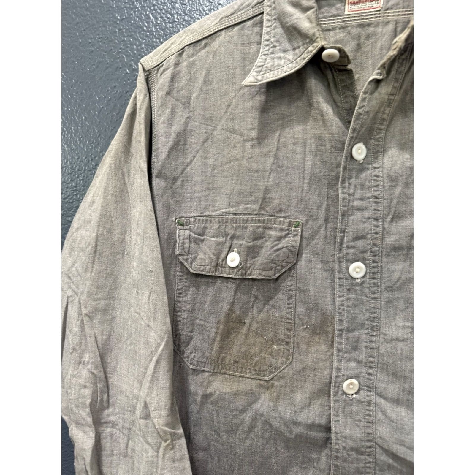 Vintage VINTAGE Allied Clothiers Gray Cotton Button-Up Shirt Men Large 40s decade Mens Size L Size US L / EU 52-54 / 3 - 5 Thumbnail
