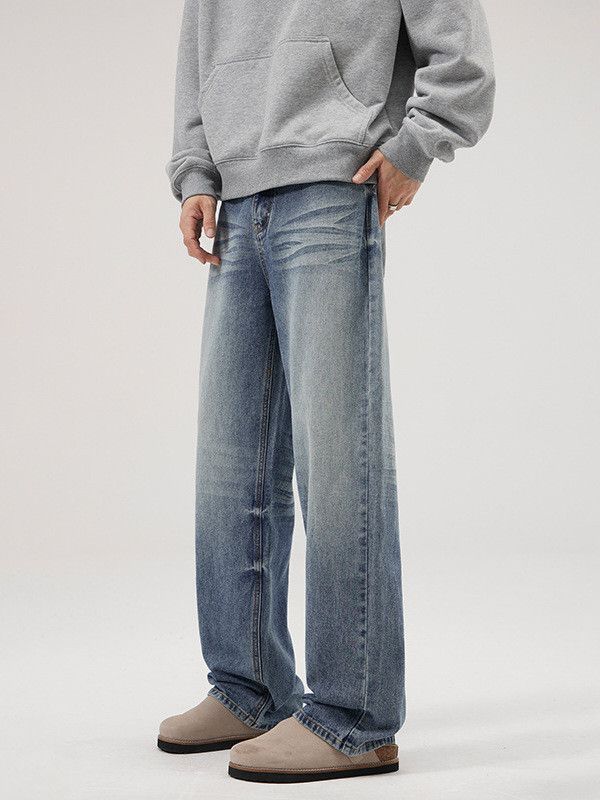 Japanese Brand Men's washed vintage cleanfit distressed blue street jeans Size US 32 / EU 48 - 3 Thumbnail