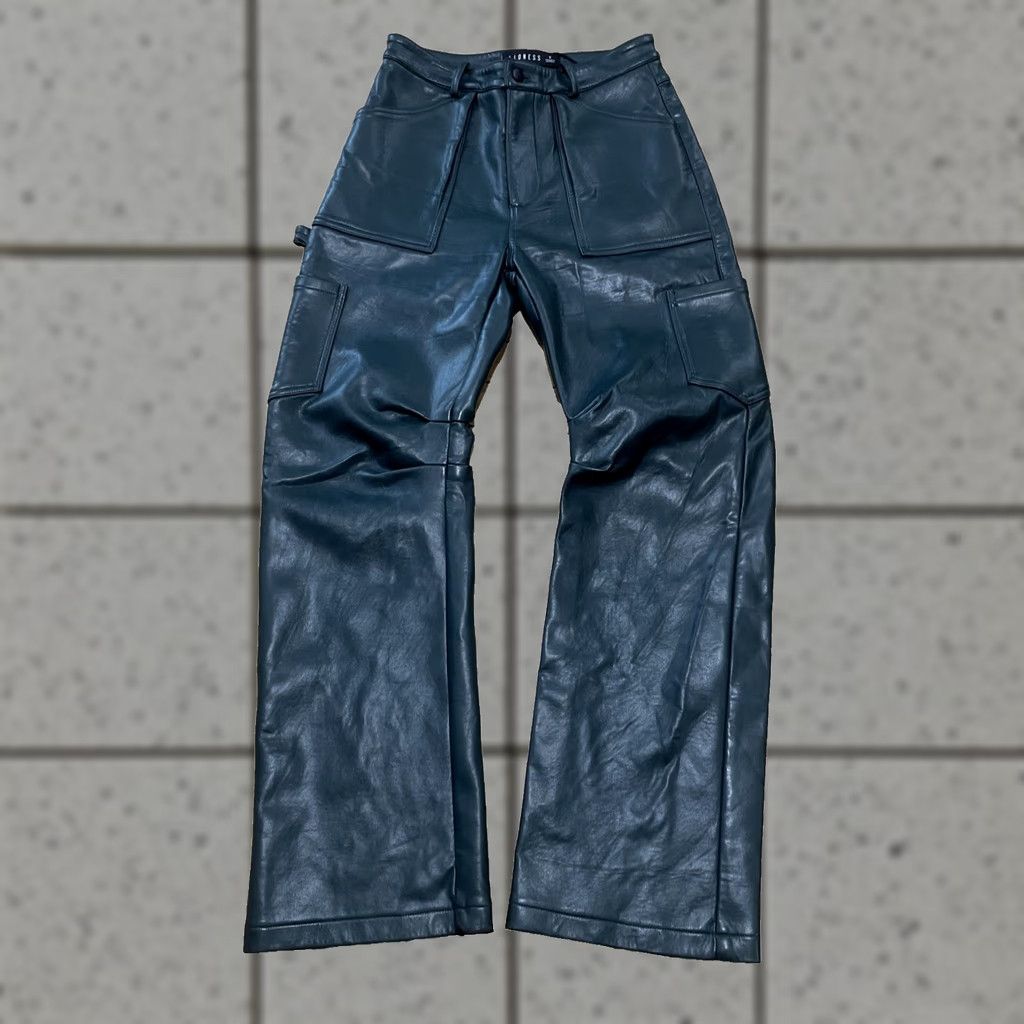 Lioness Lioness Cargo Pants Women S Army Green Faux Leather Carpenter Pocket Barrel Leg Leather Pants Streetwear Size 28" / US 6 / IT 42 - 1 Thumbnail