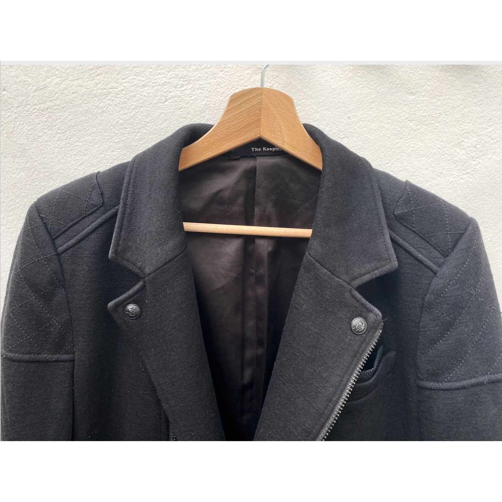 The Kooples Black Wool Biker Jacket Size US XS / EU 42 / 0 - 2 Thumbnail