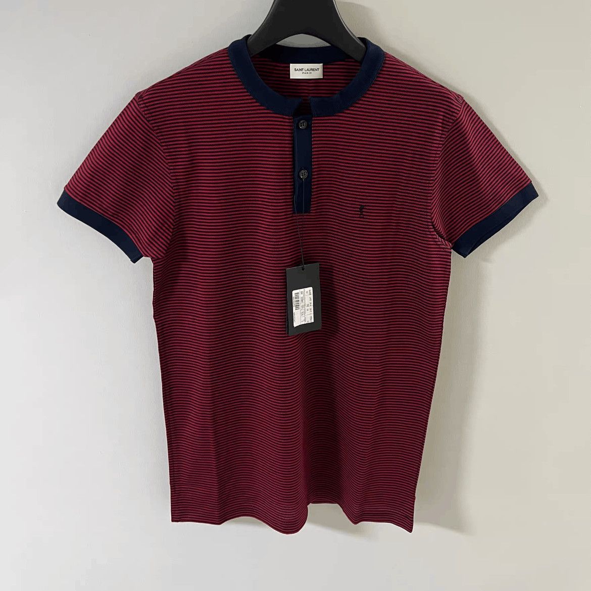 Saint Laurent Paris Saint Laurent Paris Henry Neck Stripe Tee-2508 Size US S / EU 44-46 / 1 - 1 Thumbnail