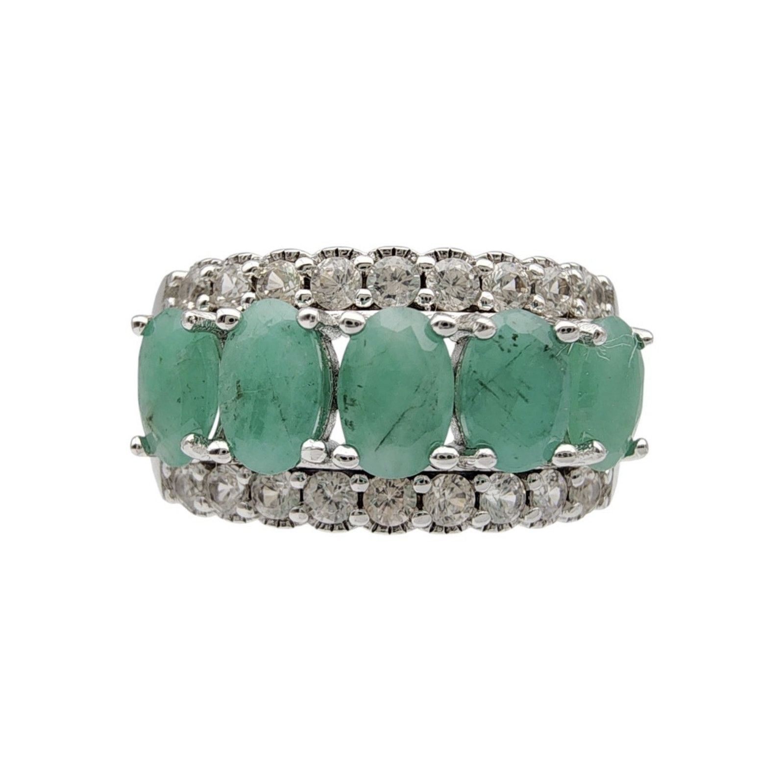 Other Sterling Silver Milky Emerald and Clear Topaz Ring Size 10 Size ONE SIZE - 2 Thumbnail