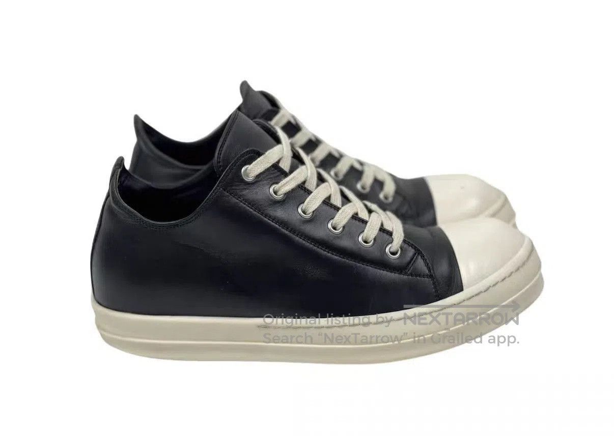 Rick Owens Black Low-Top Leather Sneakers. Size US 8 / EU 41 - 3 Thumbnail
