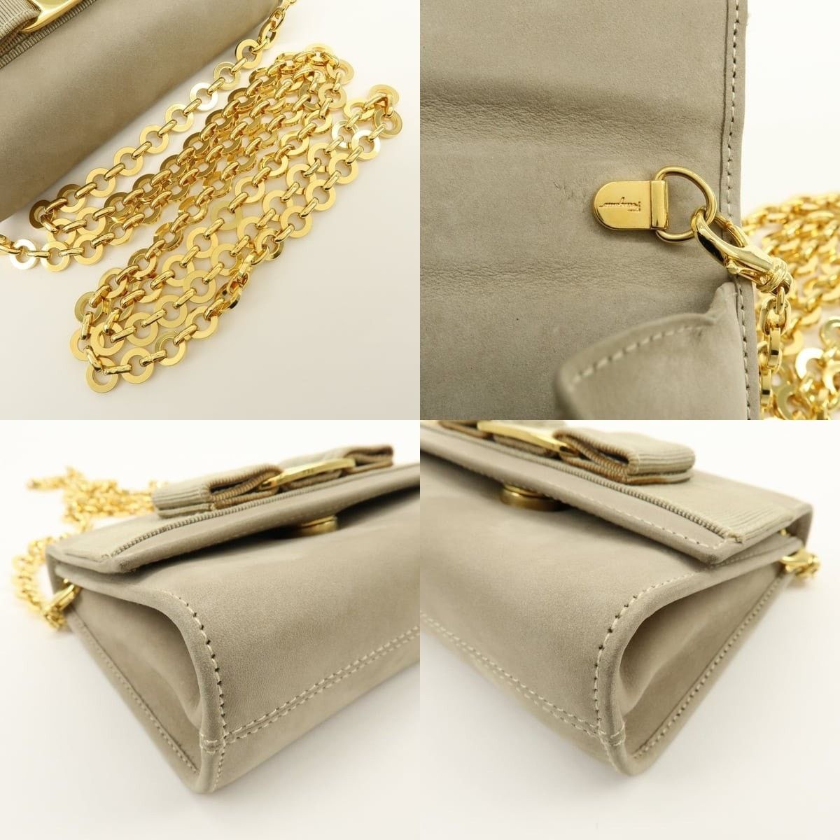Salvatore Ferragamo Ferragamo Vara Suede Flap Bag Beige Size ONE SIZE - 4 Thumbnail