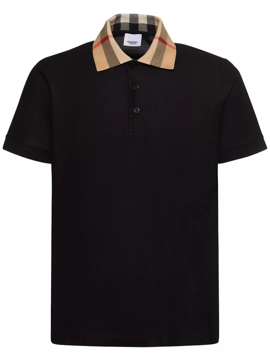 Tシャツ・カットソー Burberry FW24 Black piquet polo shirt (8084017 A1189) Burberry Burberry Check Black Cotton Slim Fit Polo Shirt New