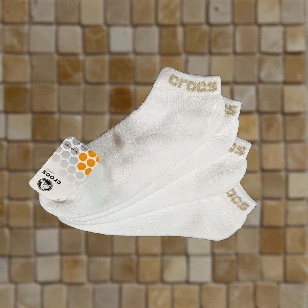 Crocs VINTAGE Crocs Logo Low Cut Ankle Socks 2 Pairs Size 10-13 White Cotton Y2K 2000s Unisex Size ONE SIZE - 1 Thumbnail