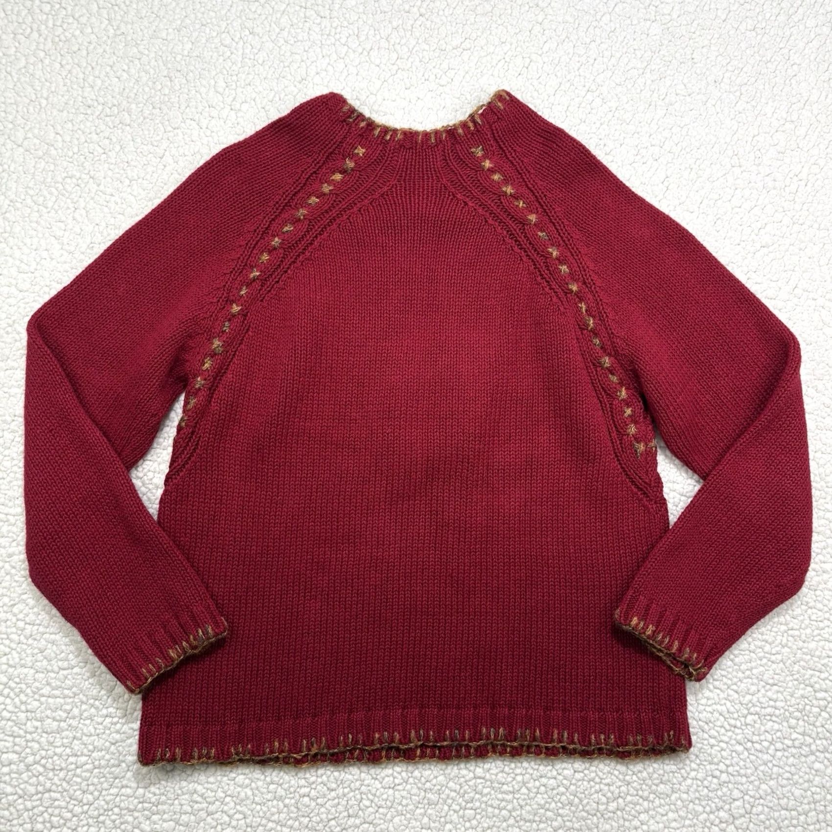 Coldwater Creek VINTAGE Coldwater Creek Red Wool Christmas Sweater Sz M Embroidered Pinecone 1990s MensWomens Size M / US 6-8 / IT 42-44 - 3 Thumbnail