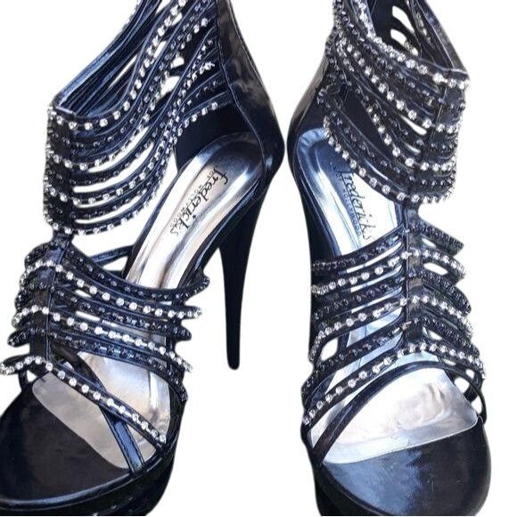 Other Fredericks Vegan Platform Studded Rhinestone Strappy Ankle W Size US 8 / IT 38 - 7 Thumbnail