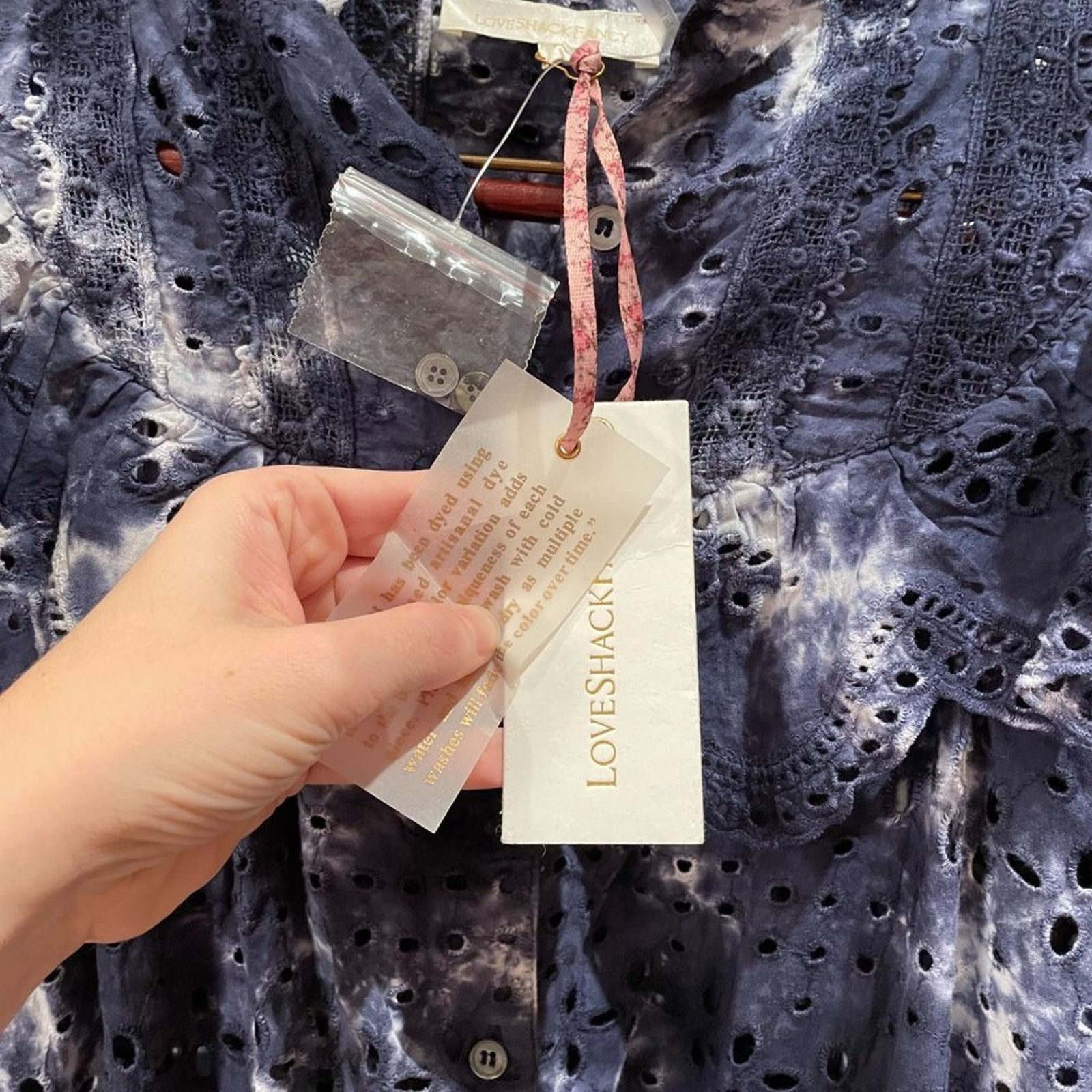 LoveShackFancy NEW LoveShackFancy Elspeth Dress in Midnight Hand Dye Blue Size L / US 10 / IT 46 - 5 Thumbnail