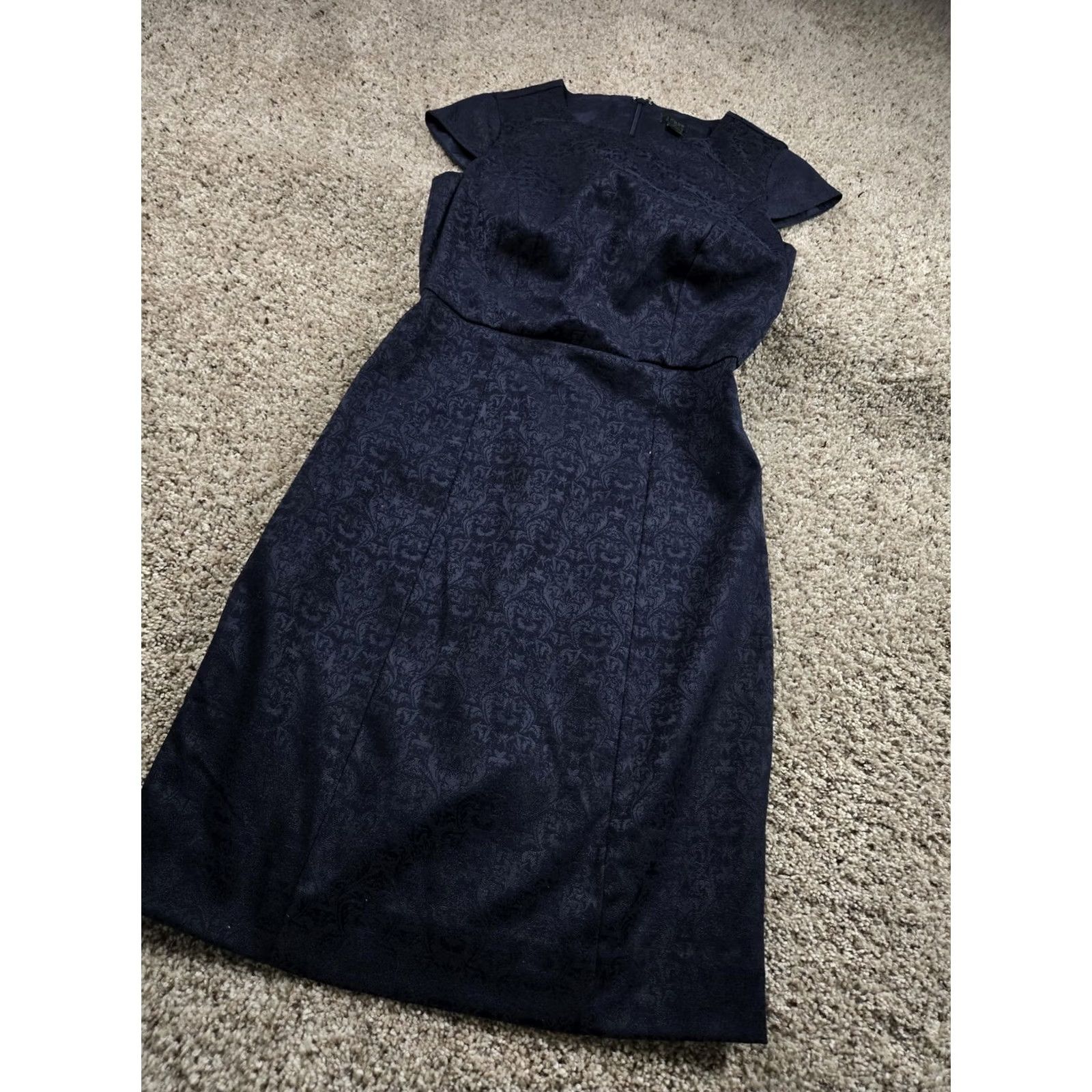 J.Crew J.Crew Dress Womens 2 Blue Paisley Jacquard Sheath Short Sleeve Cocktail Party Size 26" / US 2 / IT 38 - 2 Thumbnail