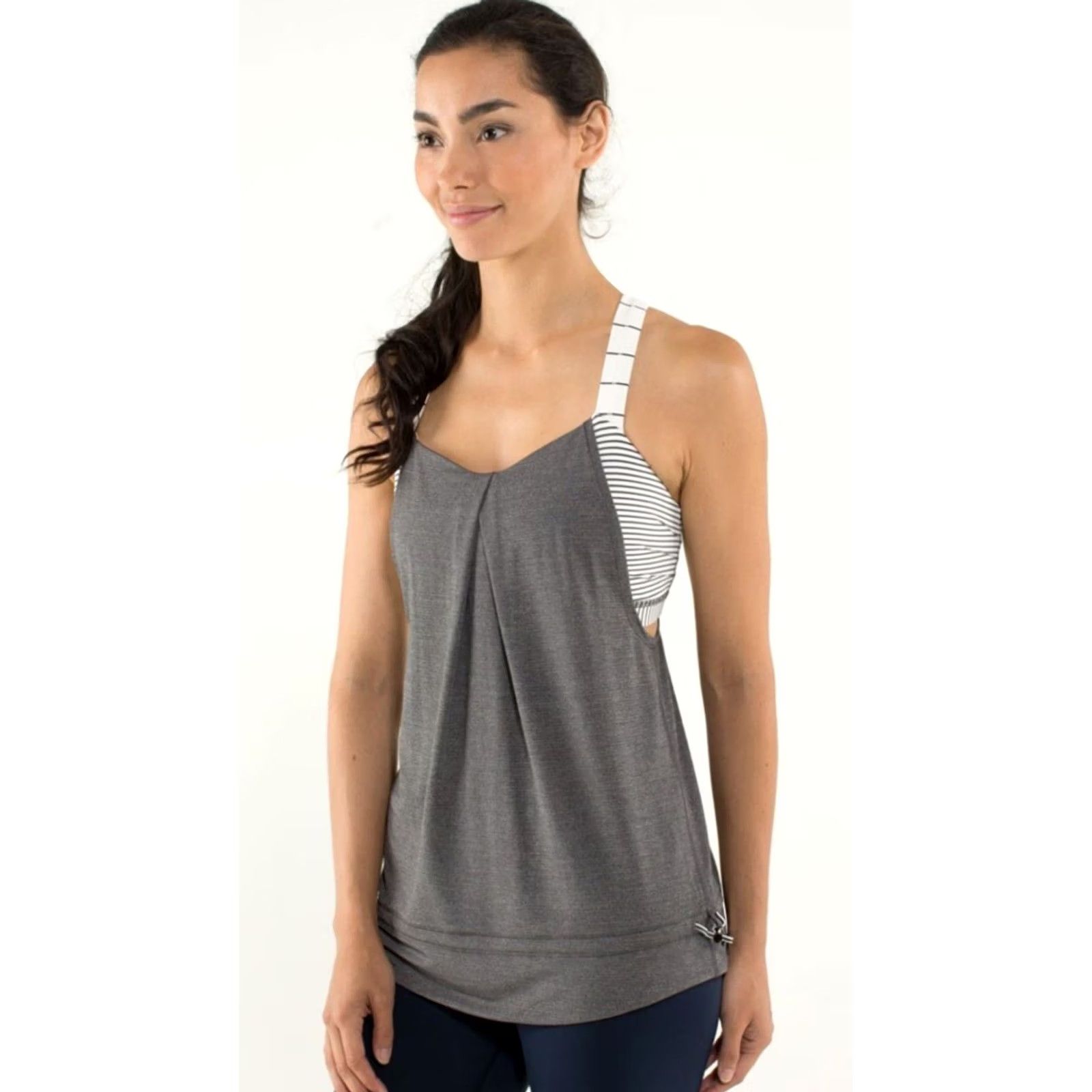 Lululemon Lululemon Rest Less Tank Shirt Women Size 6 Gray Sleeveless Racerback Light Heathered Soot Striped Size M / US 6-8 / IT 42-44 - 3 Thumbnail