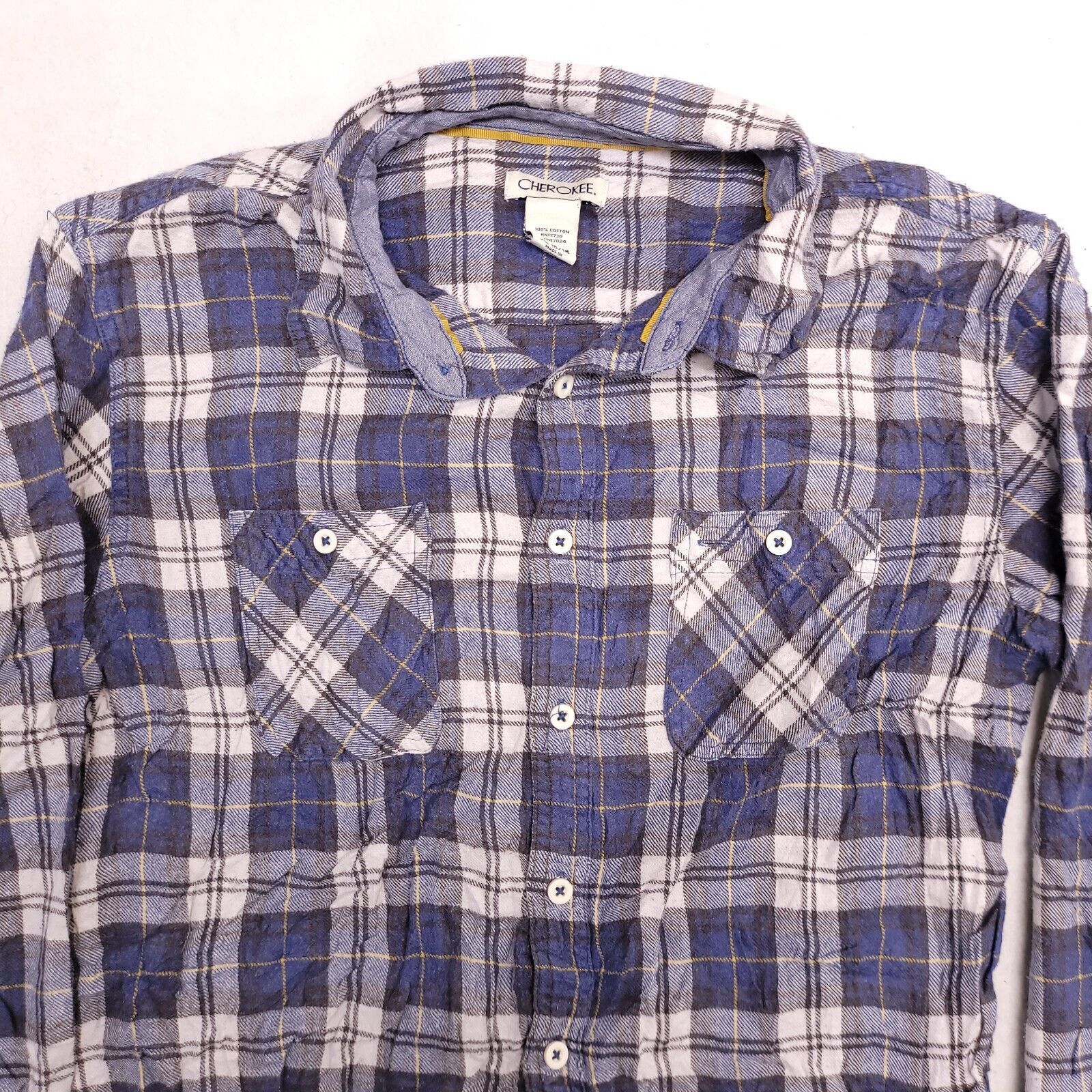 Cherokee Cherokee Tartan Flannel Button Shirt Mens Size XL Blue White Size US XL / EU 56 / 4 - 1 Thumbnail