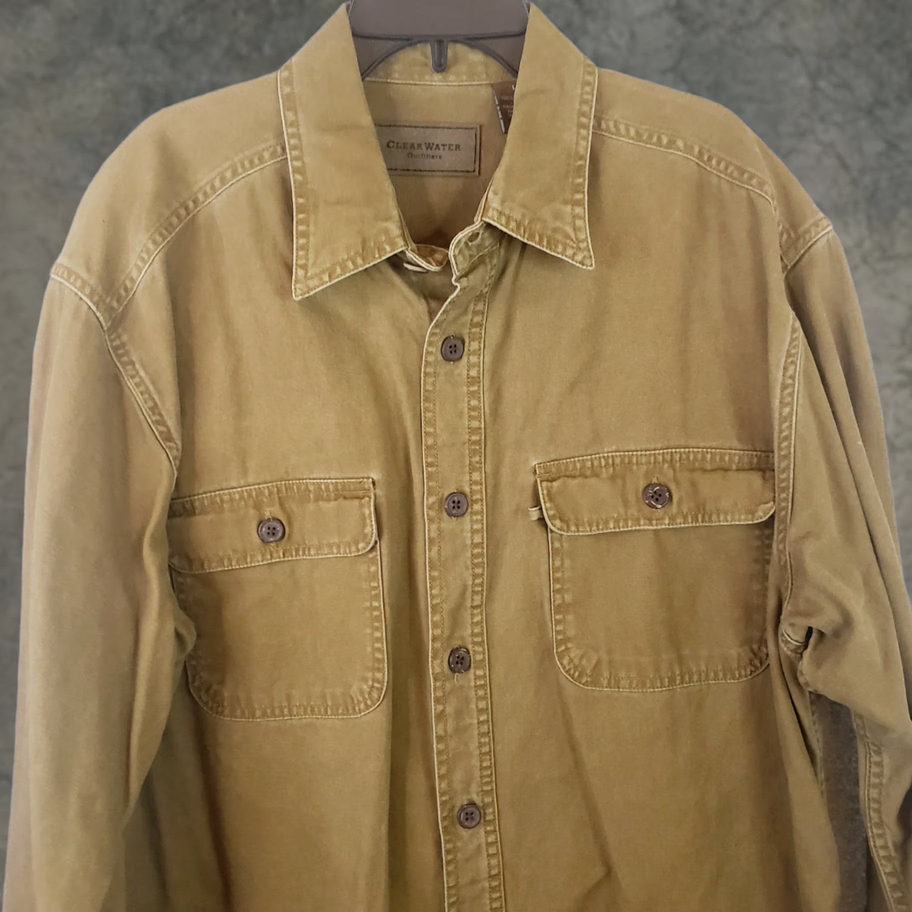 Vintage Clearwater Outfitters Shirt Men's Tan Brown Canvas Long Sleeve Rugged Outdoors Shirt Size US L / EU 52-54 / 3 - 1 Thumbnail