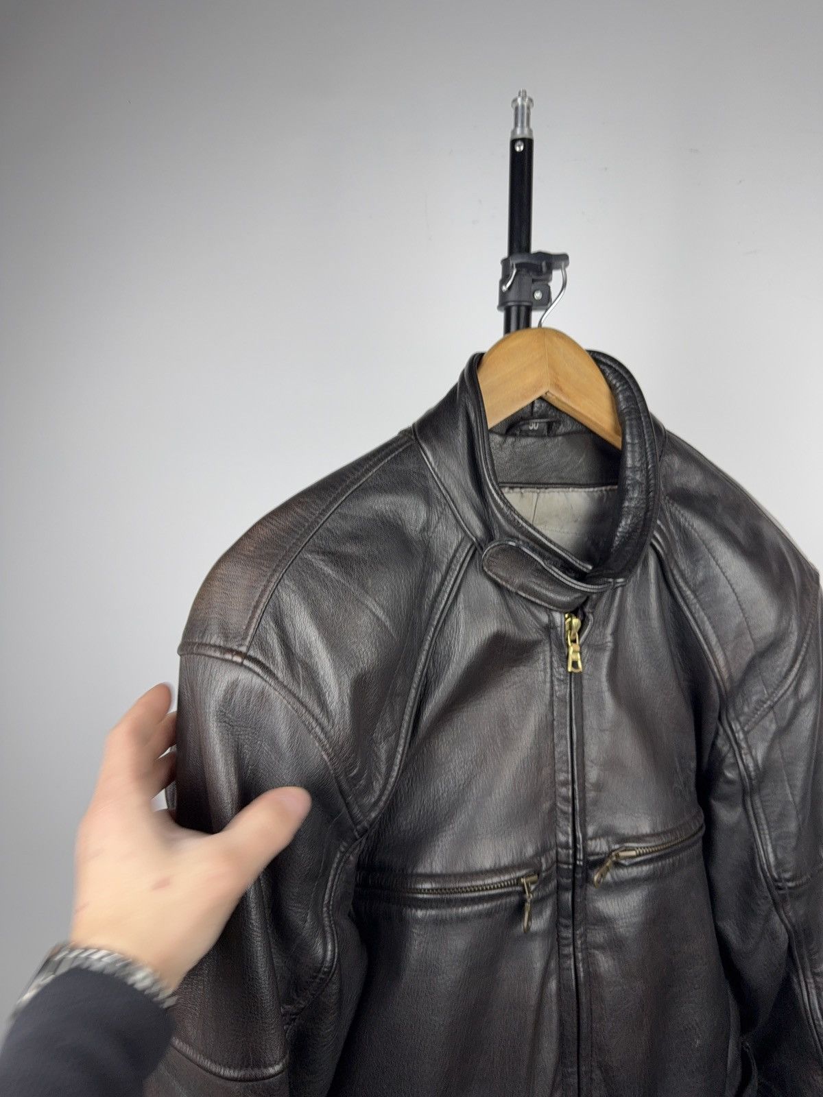Genuine Leather 90s AJS Biker Moto Leather Motorcycle Jacket Armor Size 50 Size US M / EU 48-50 / 2 - 8 Thumbnail
