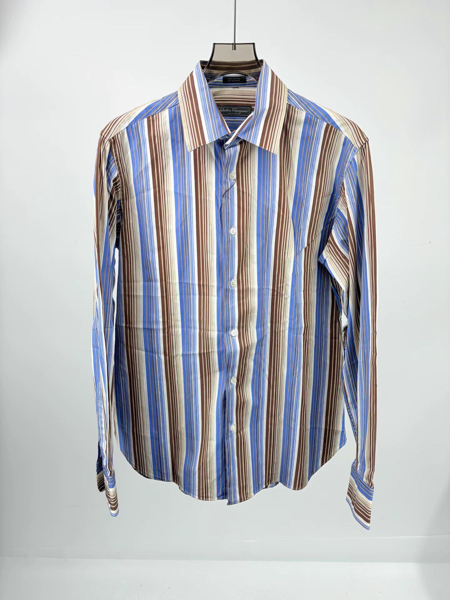 Salvatore Ferragamo FERRAGAMO Striped Long Sleeve Shirt Size US L / EU 52-54 / 3 - 1 Thumbnail