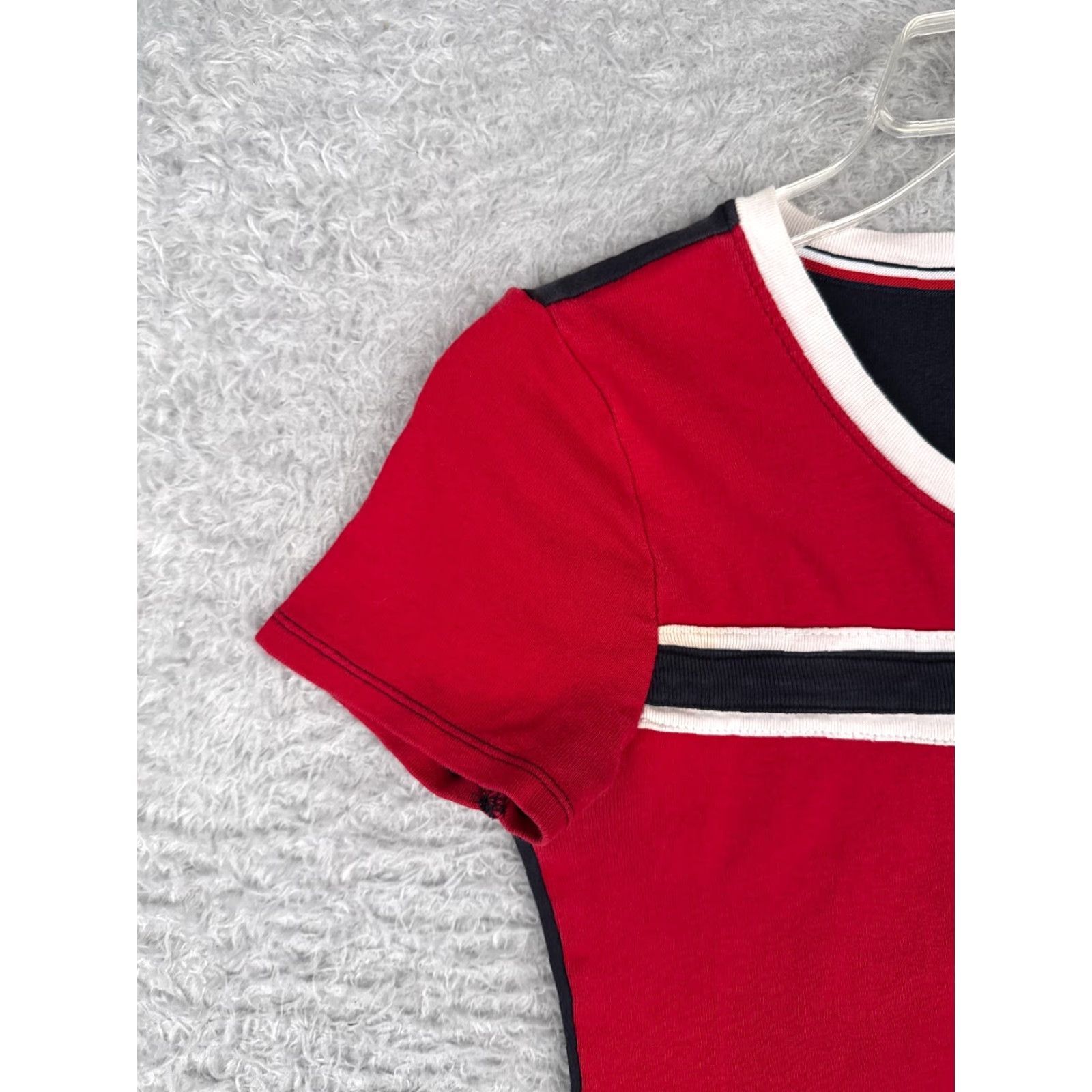 Tommy Hilfiger VINTAGE Tommy Hilfiger Shirt Women XS Red Round Neck Short Sleeve Cotton Size XS / US 0-2 / IT 36-38 - 3 Thumbnail