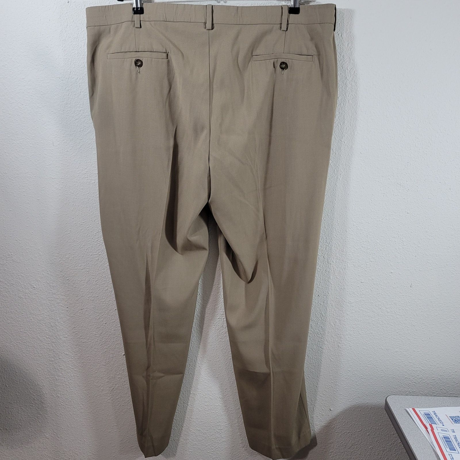 Perry Ellis Perry Ellis Portfolio Tan Flat Front Dress Pants Size 42 Size US 42 / EU 58 - 2 Thumbnail