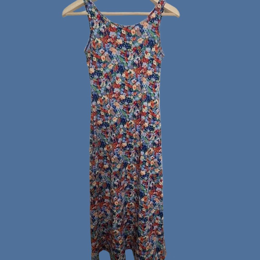uniqlo jersey dress Uniqlo Womens XS Multicolor Floral Scoop Neck Maxi Tank Sundress LowStock:43677190881331