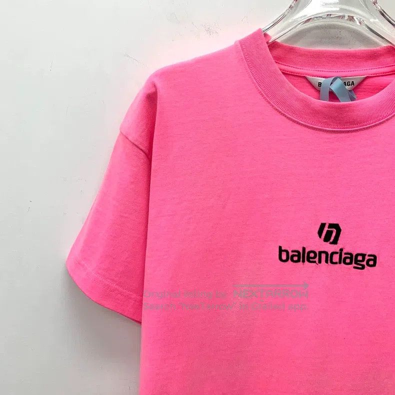 Balenciaga Balenciaga Pink Logo Letter Embroidered Cotton Crew Neck S Size US XS / EU 42 / 0 - 3 Thumbnail