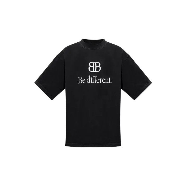 Balenciaga Balenciaga Be Different Embroidered Black T-Shirt Size US M / EU 48-50 / 2 - 1 Thumbnail