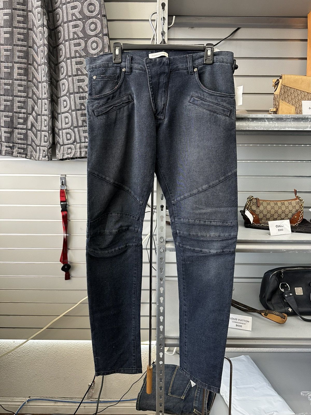 Pierre Balmain PIERRE BALMAIN BIKER MOTO MOTORCYCLE DENIM JEANS BLUE 33 Size US 33 - 1 Thumbnail
